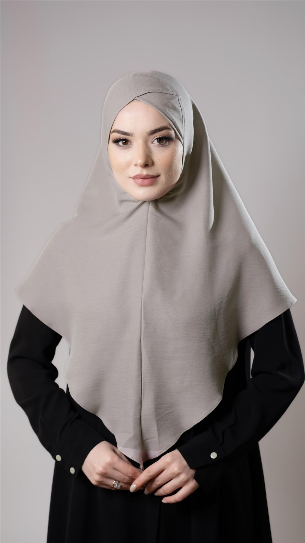Taş Pratik Hazır Geçmeli Tesettür Eşarp Pamuk Caz Kumaş Tek Katlı Çapraz Hijab - Hürrem Bone 2305_46