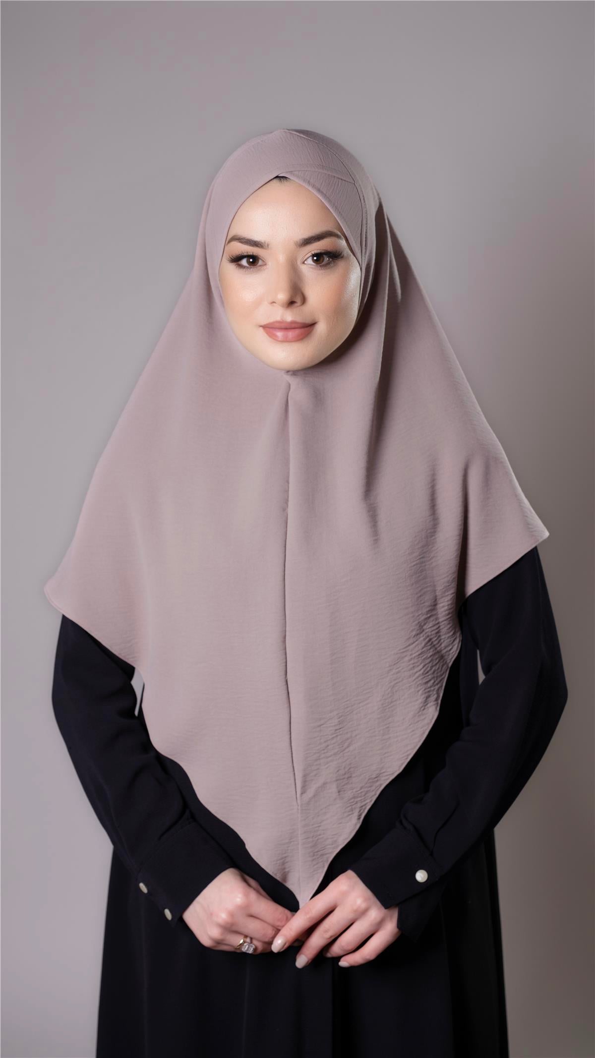 Taş Pratik Hazır Geçmeli Tesettür Eşarp Aerobin Kumaş  Çapraz Hijab - Hürrem Bone 2307_46