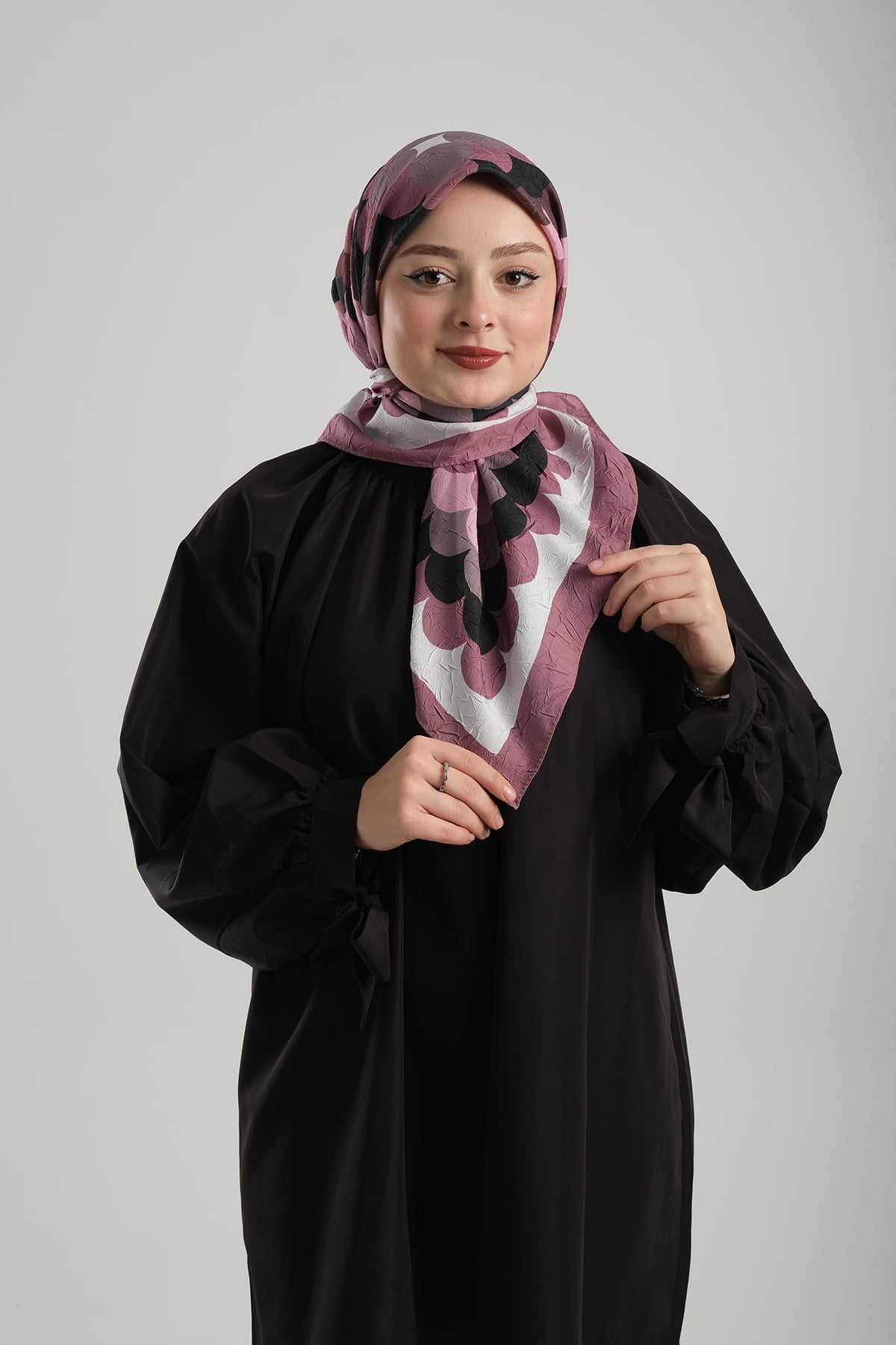 Violet Desenli Eşarp Bambu Geometrik Dijital Baskılı - Hürrem Bone 202205_21