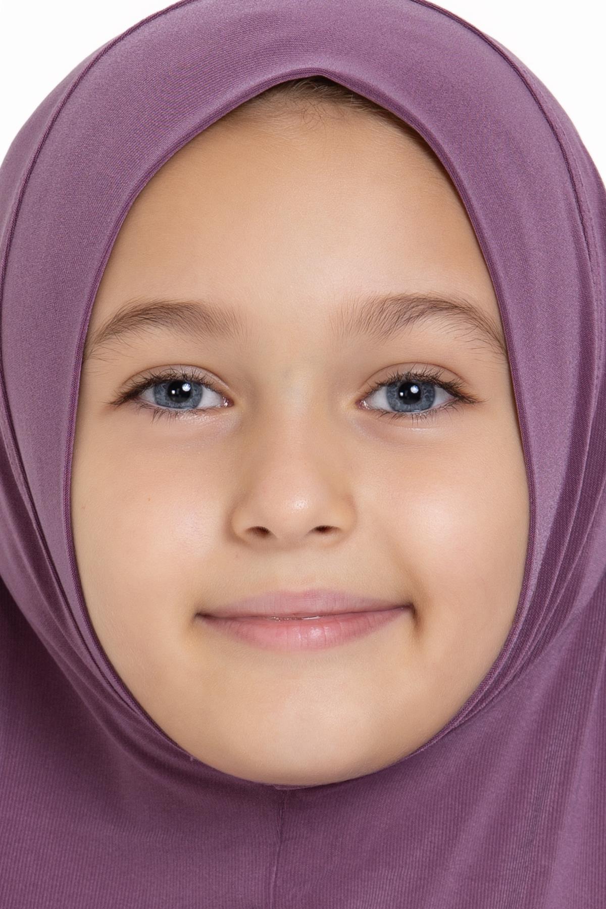 Violet Pratik Hazır Geçmeli Genç Tesettür Bone Sandy Kumaş Düz Hijab - Hürrem Bone 2312_21