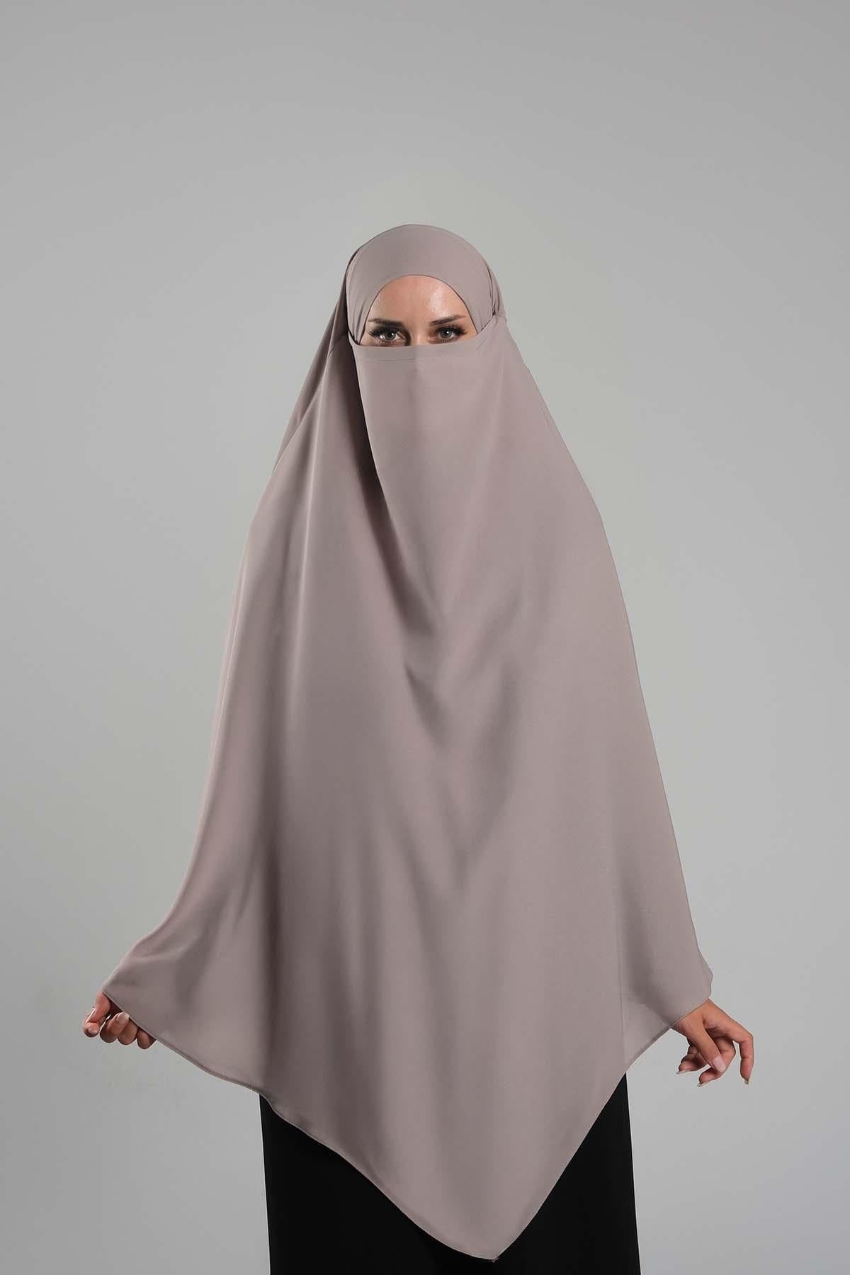 Violet Pratik Hazır Geçmeli Tesettür Eşarp Krep Bağcıklı Çift Katlı Sufle Hijab - Hürrem Bone 2314_21