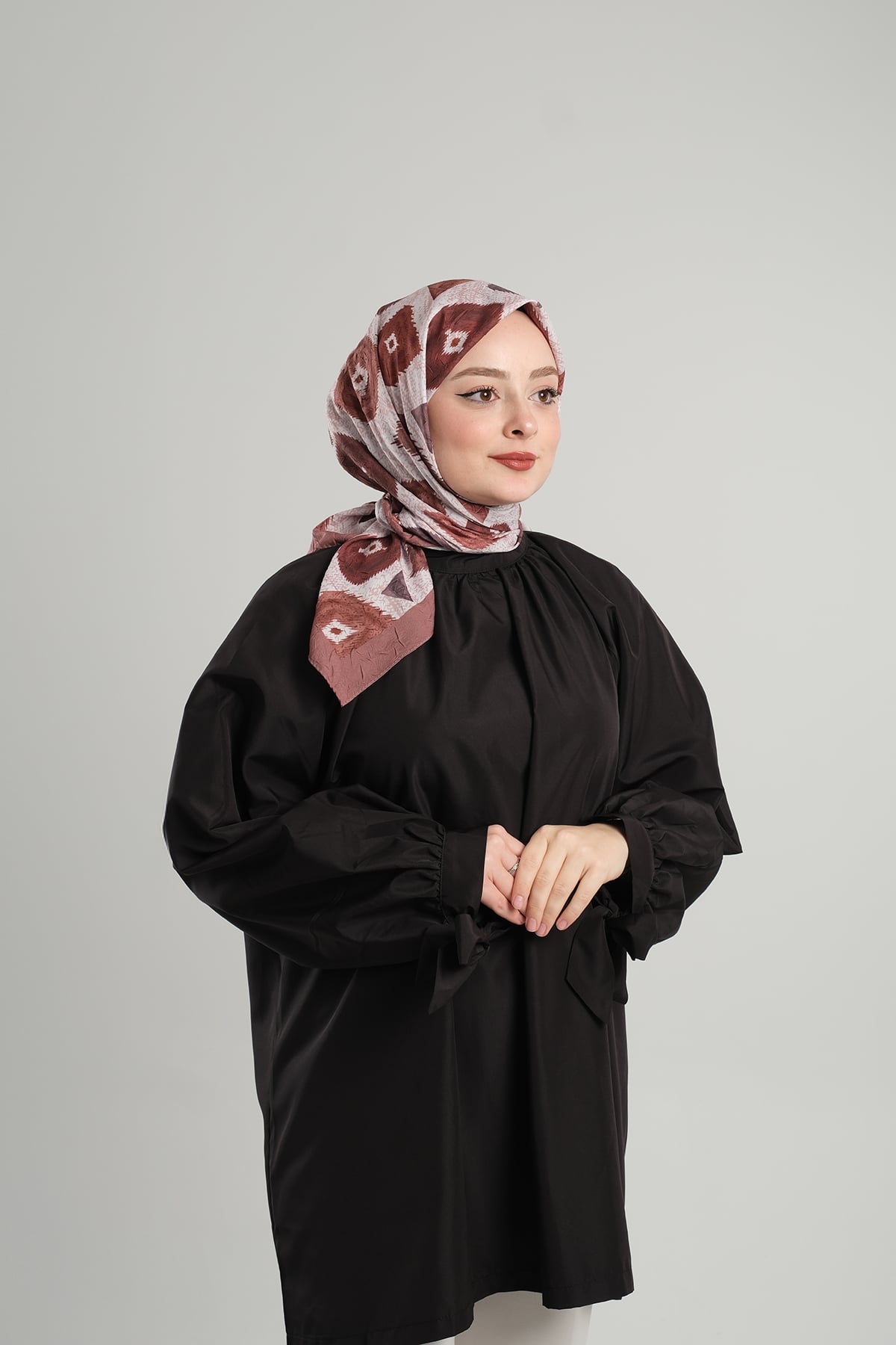 Vizon Desenli Eşarp Bambu Yaprak Dijital Baskılı - Hürrem Bone 202204_10