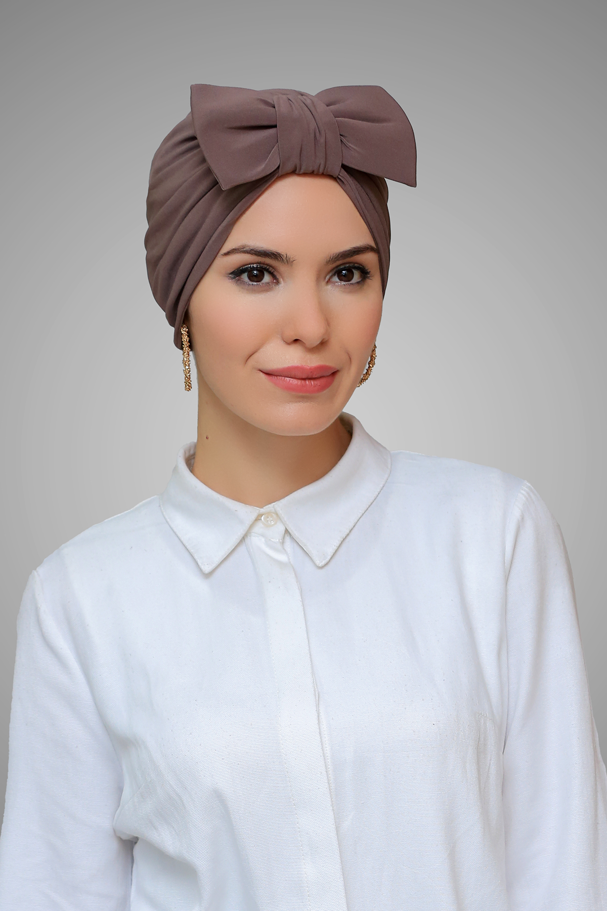Vizon Pratik Hazır Geçmeli Tesettür Bone Sandy Kumaş Fiyonklu Büzgülü - Hürrem 7006
