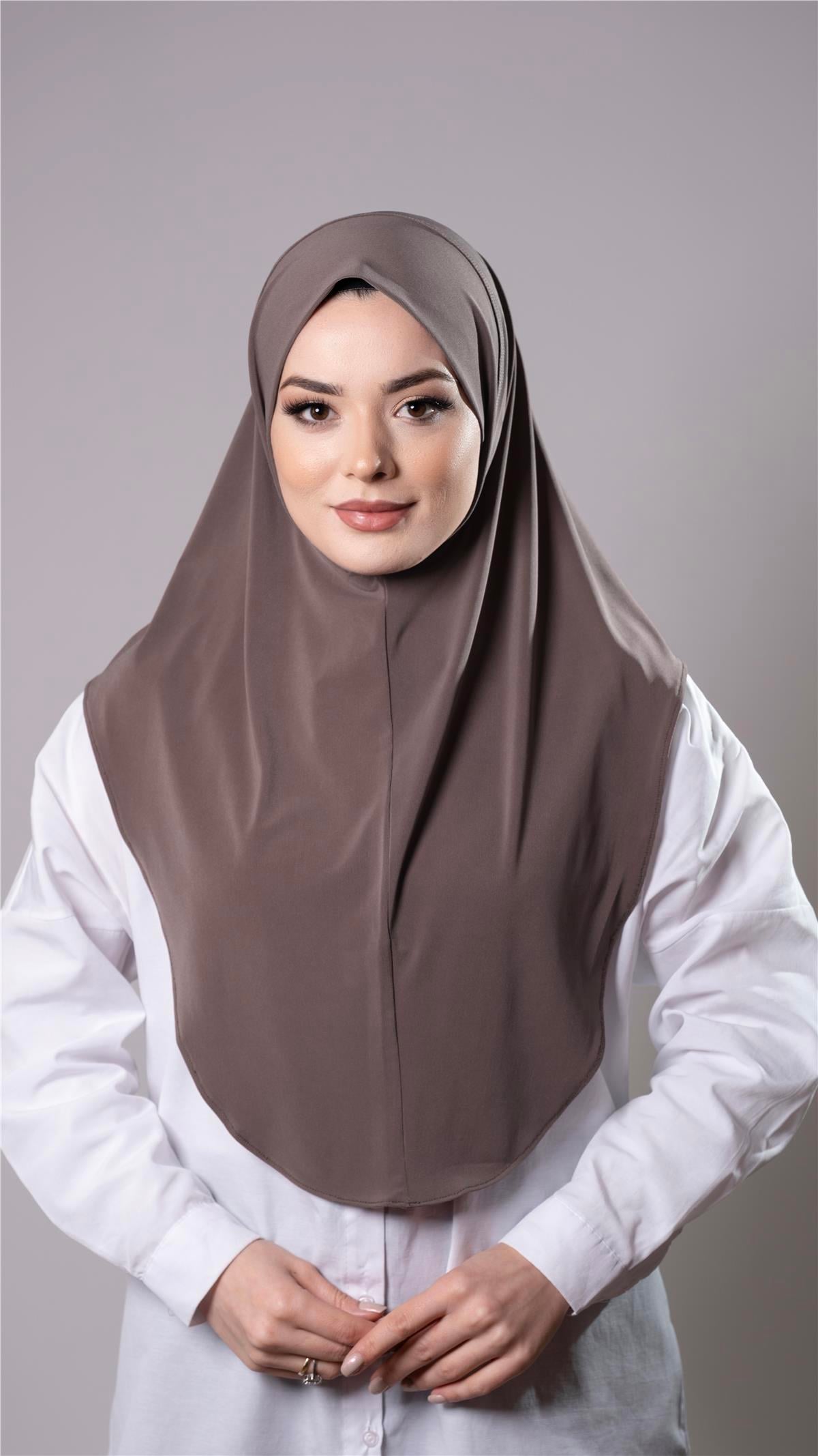 Vizon Pratik Hazır Geçmeli Tesettür Eşarp Sandy Kumaş Düz Hijab - Hürrem Bone 2308_10