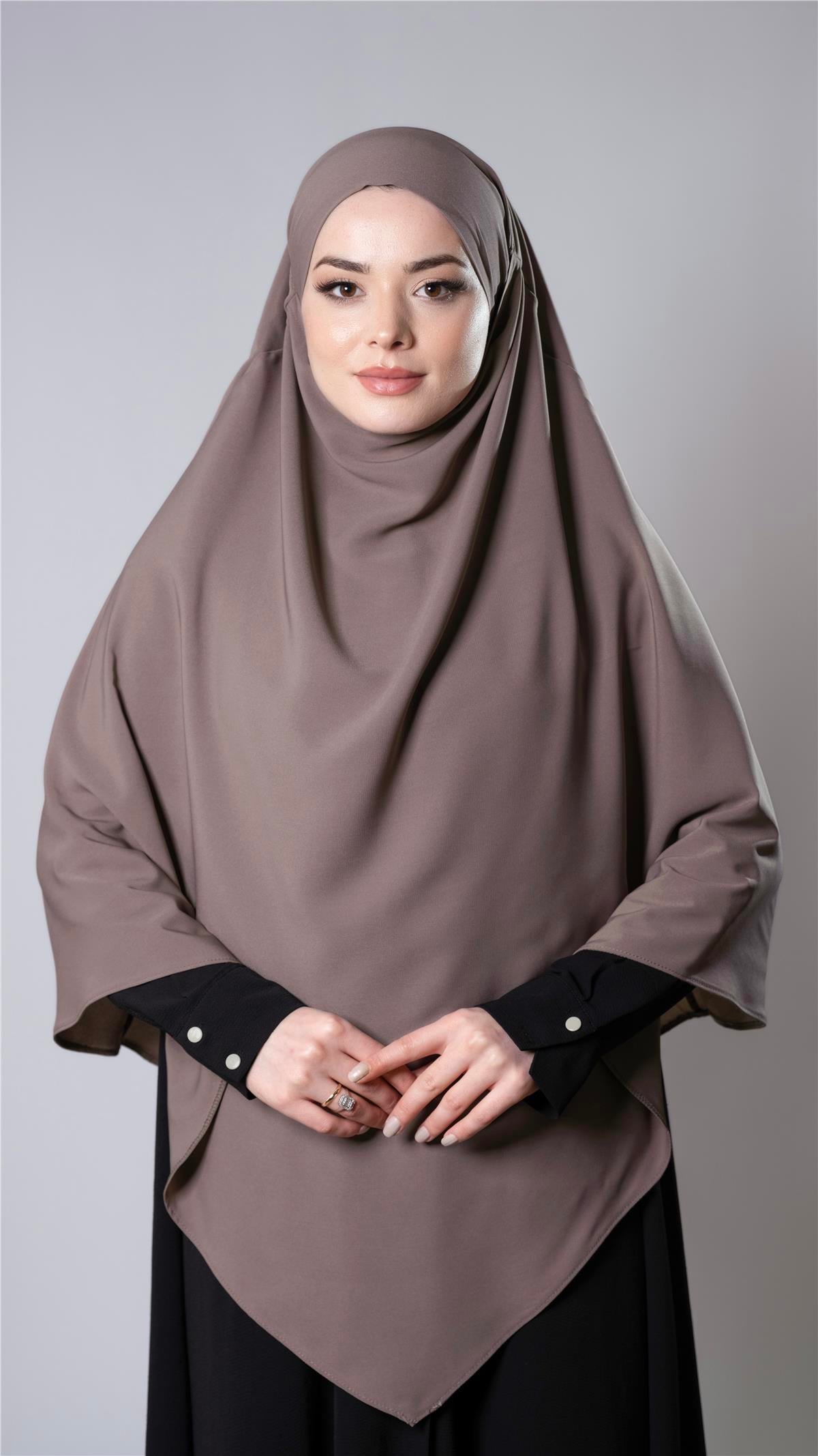 Vizon Pratik Hazır Geçmeli Tesettür Eşarp Medine İpeği Kumaş Arkadan Bağlamalı Çift Katlı Sufle Hijab - Hürrem Bone 2302_10