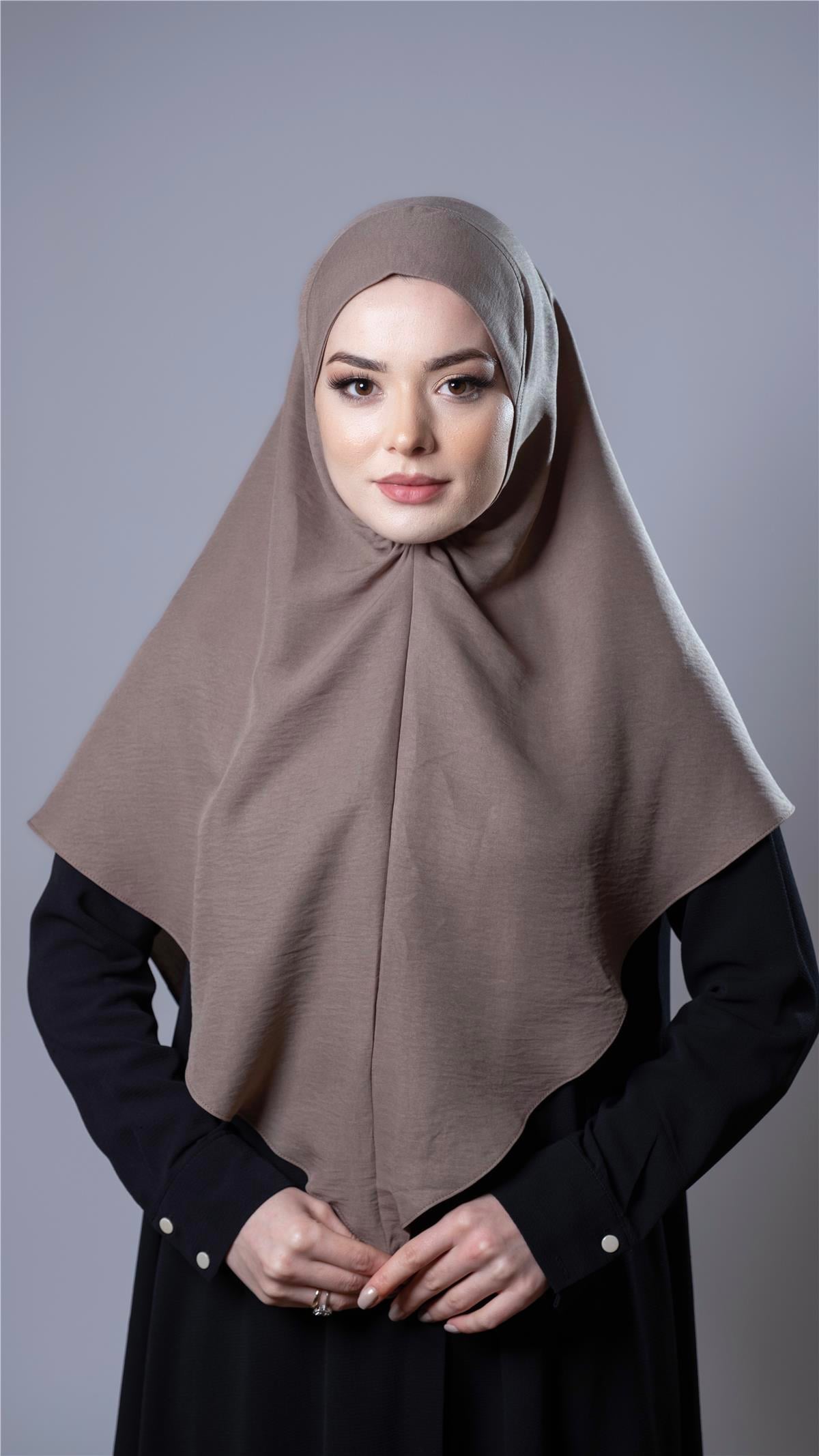 Vizon Pratik Hazır Geçmeli Tesettür Eşarp Pamuk Caz Kumaş Düz Hijab - Hürrem Bone 2306_10