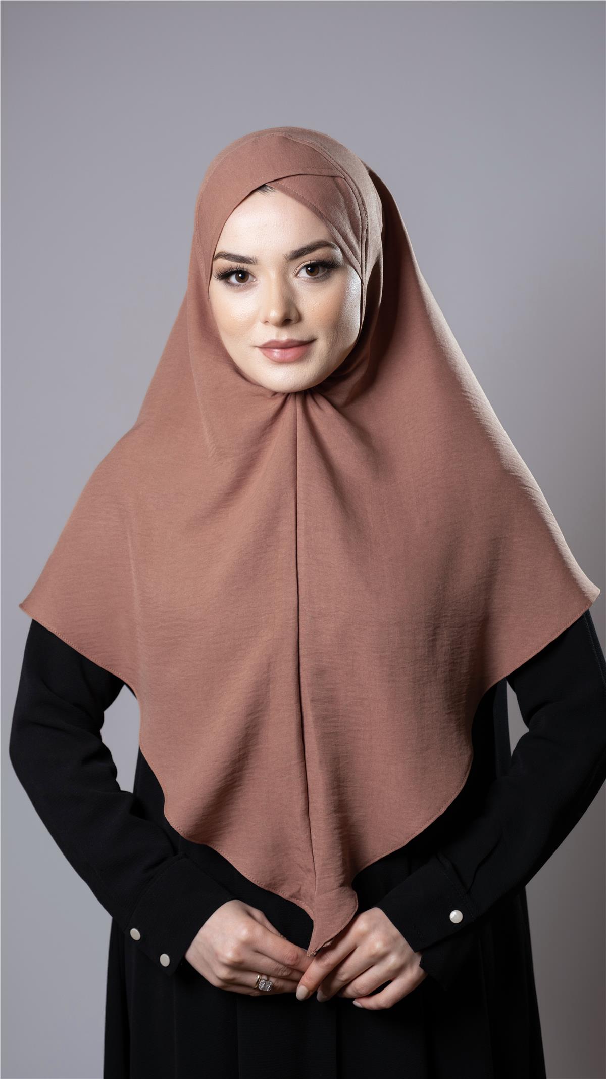 Yavru Ağzı Pratik Hazır Geçmeli Tesettür Eşarp Pamuk Caz Kumaş Tek Katlı Çapraz Hijab - Hürrem Bone 2305_35