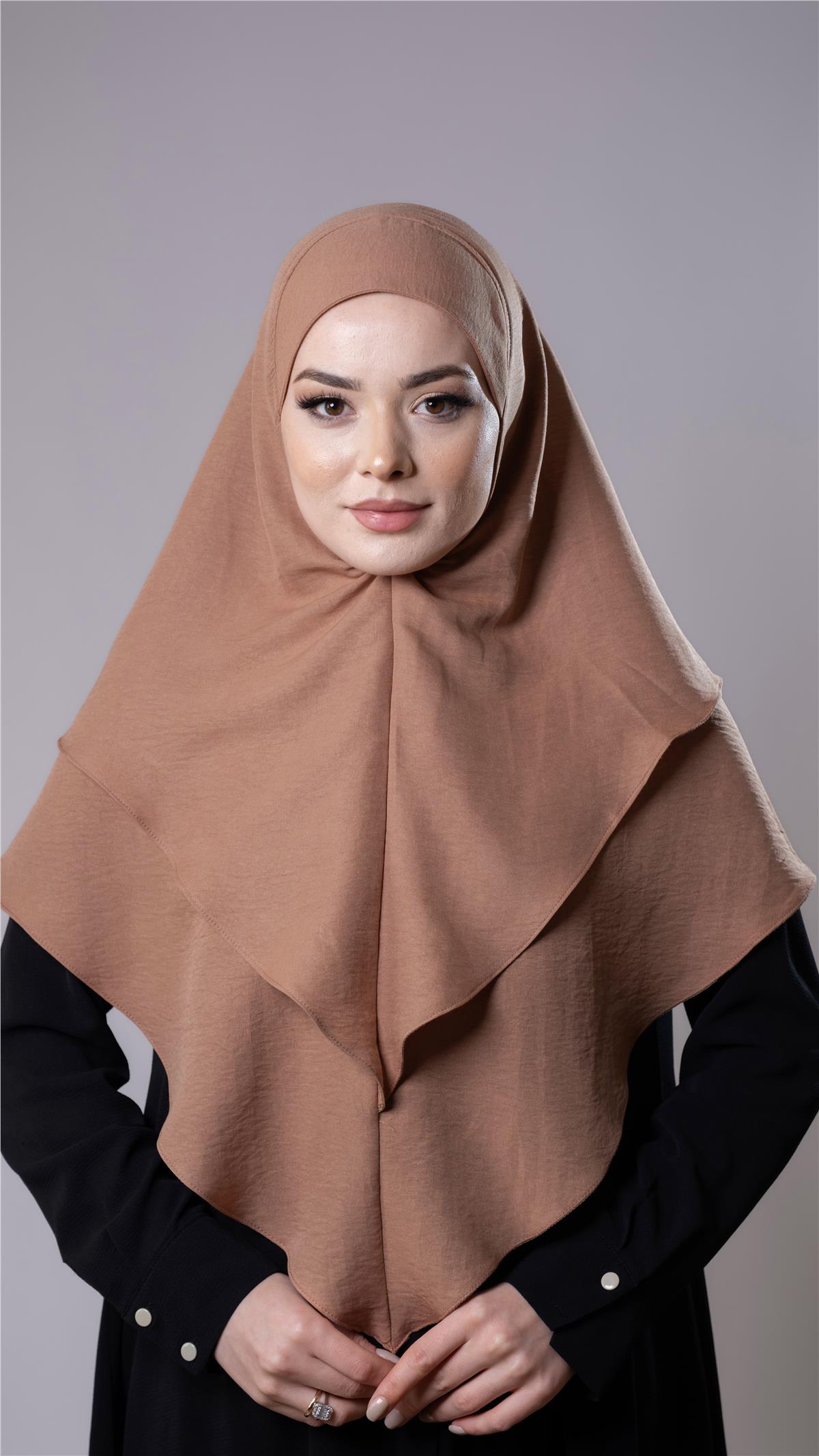 Yavru Ağzı Pratik Hazır Geçmeli Tesettür Eşarp Pamuk Caz Kumaş Çift Katlı Düz Hijab - Hürrem Bone 2303_35
