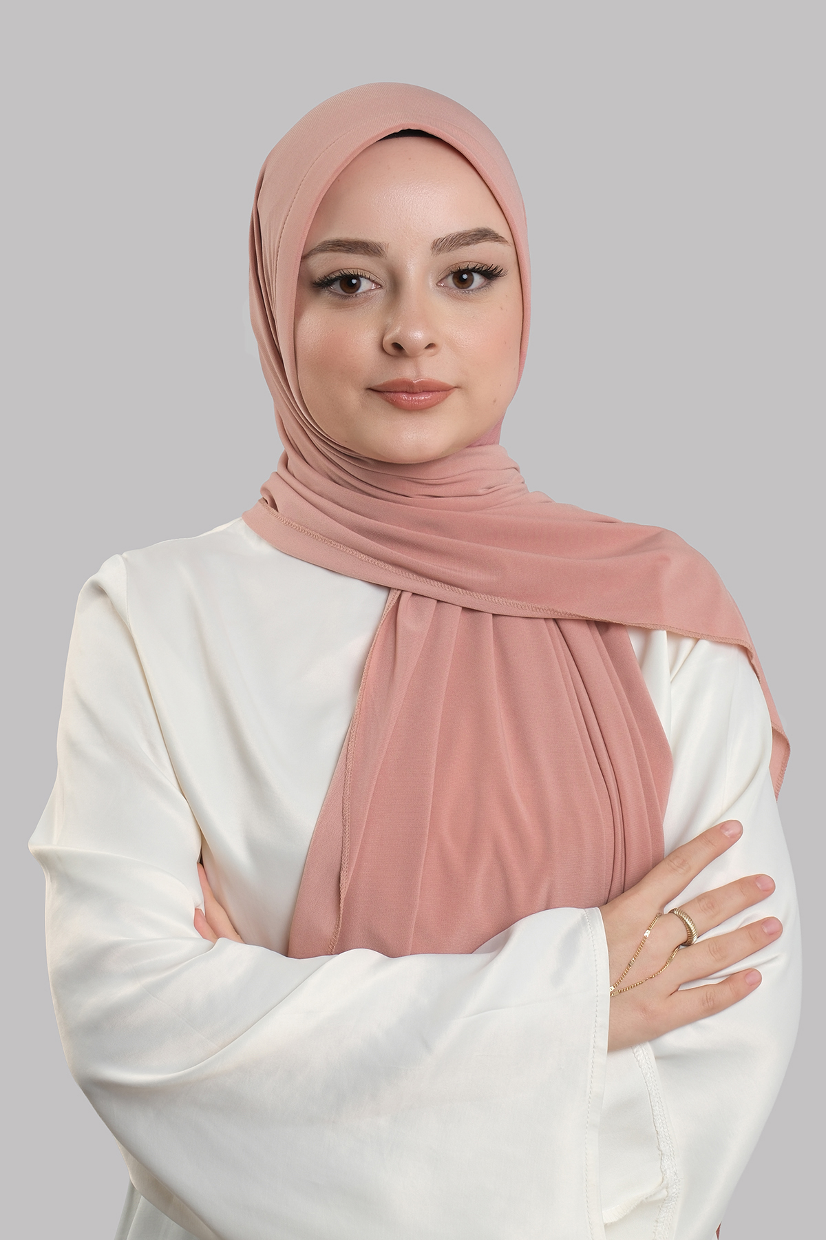 Yavruağzı Pratik Hazır Geçmeli Şal Sandy Önü Süngerli - Hürrem Bone 2412_35