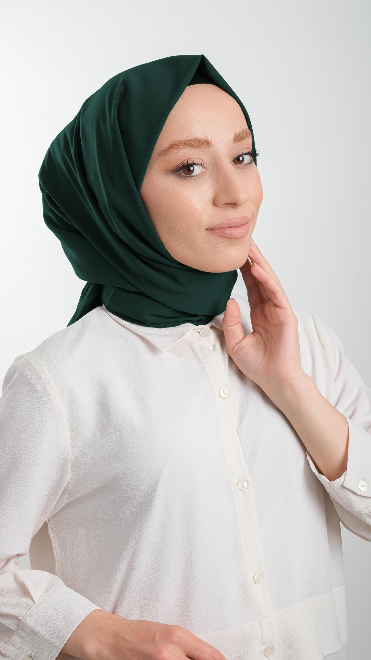 Zümrüt Düz Klasik Şal Medine İpeği Sade - Hürrem Bone 202103_37