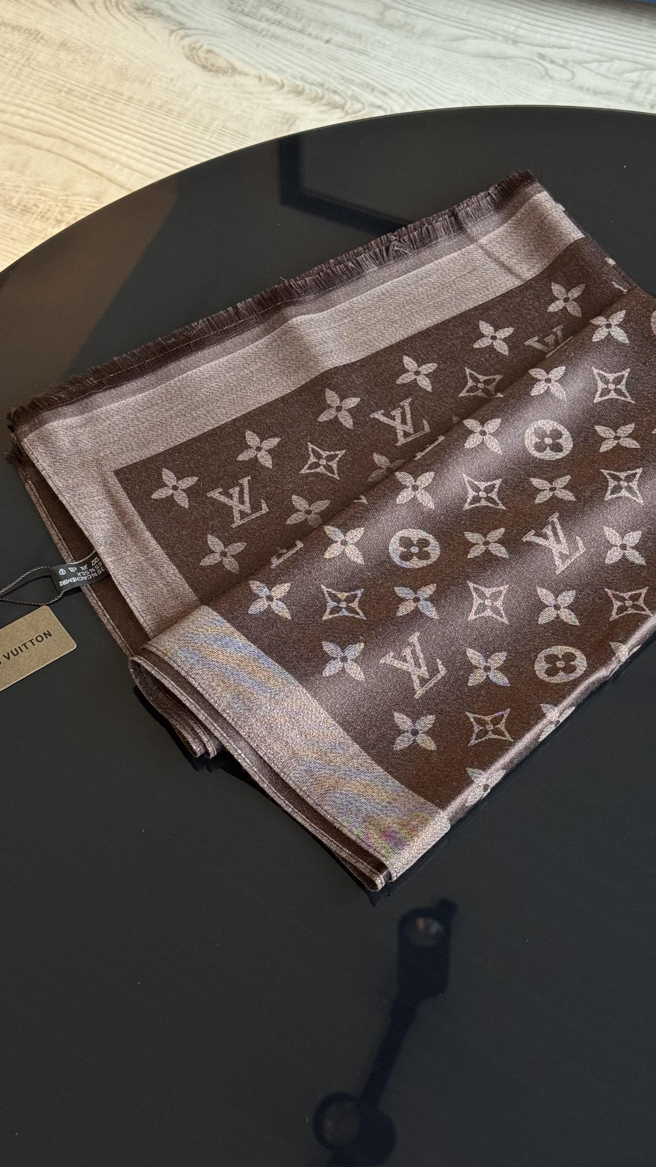 ACI KAHVE SİMLİ İPEK ŞAL