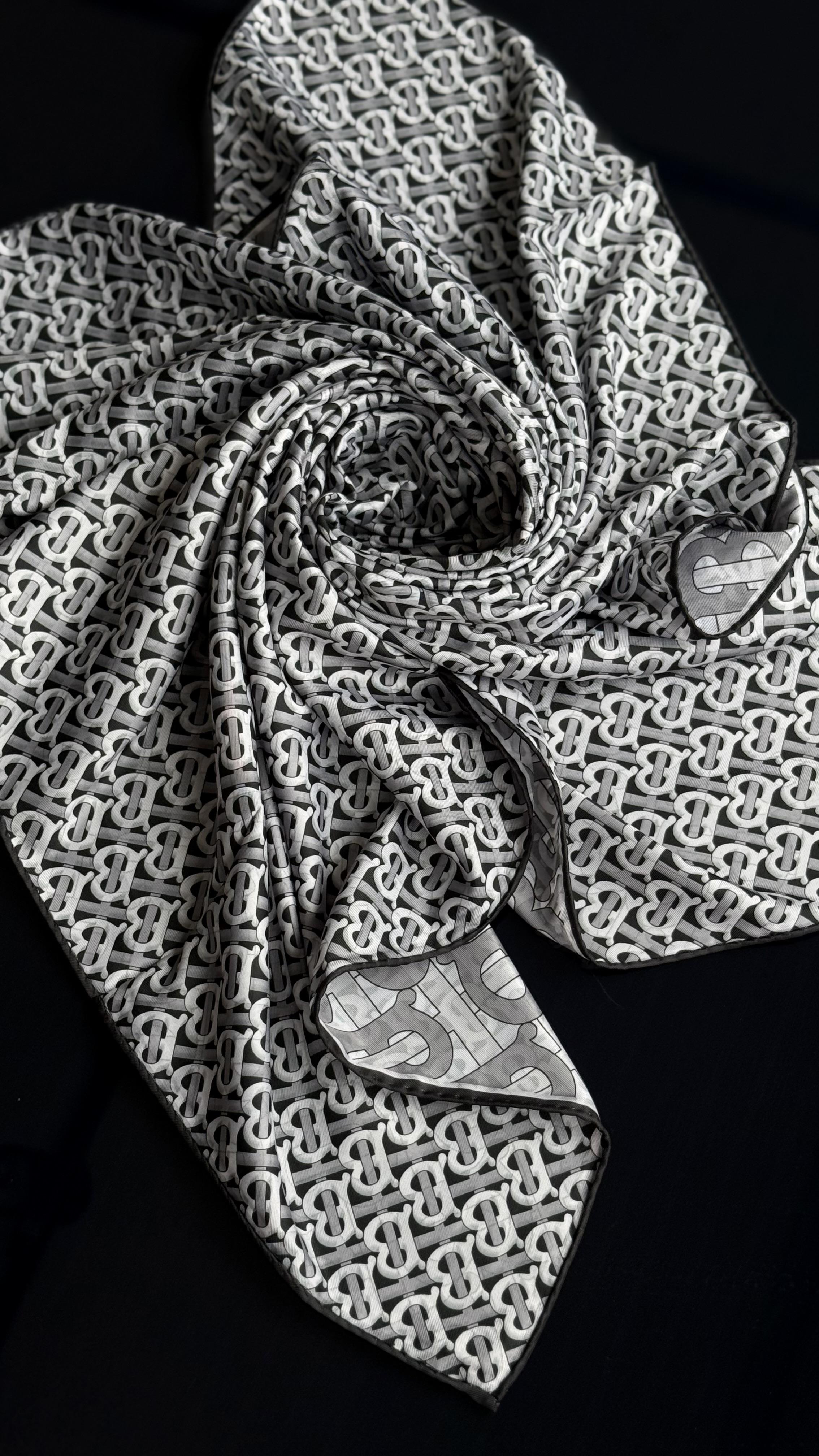 B DESEN SİYAH GRİ  / ÇİFT YÖNLÜ TWİL EŞARP