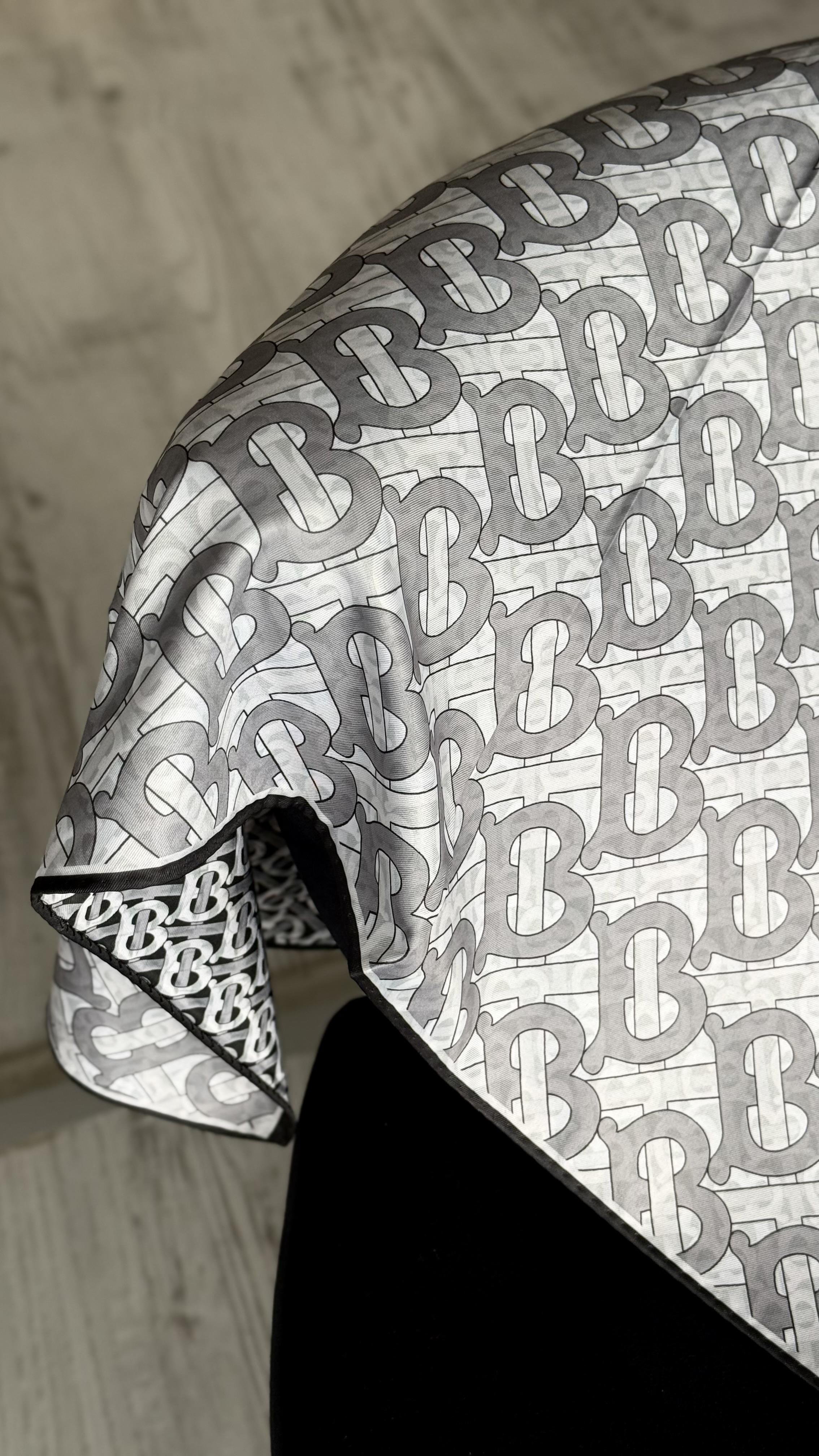 B DESEN SİYAH GRİ  / ÇİFT YÖNLÜ TWİL EŞARP