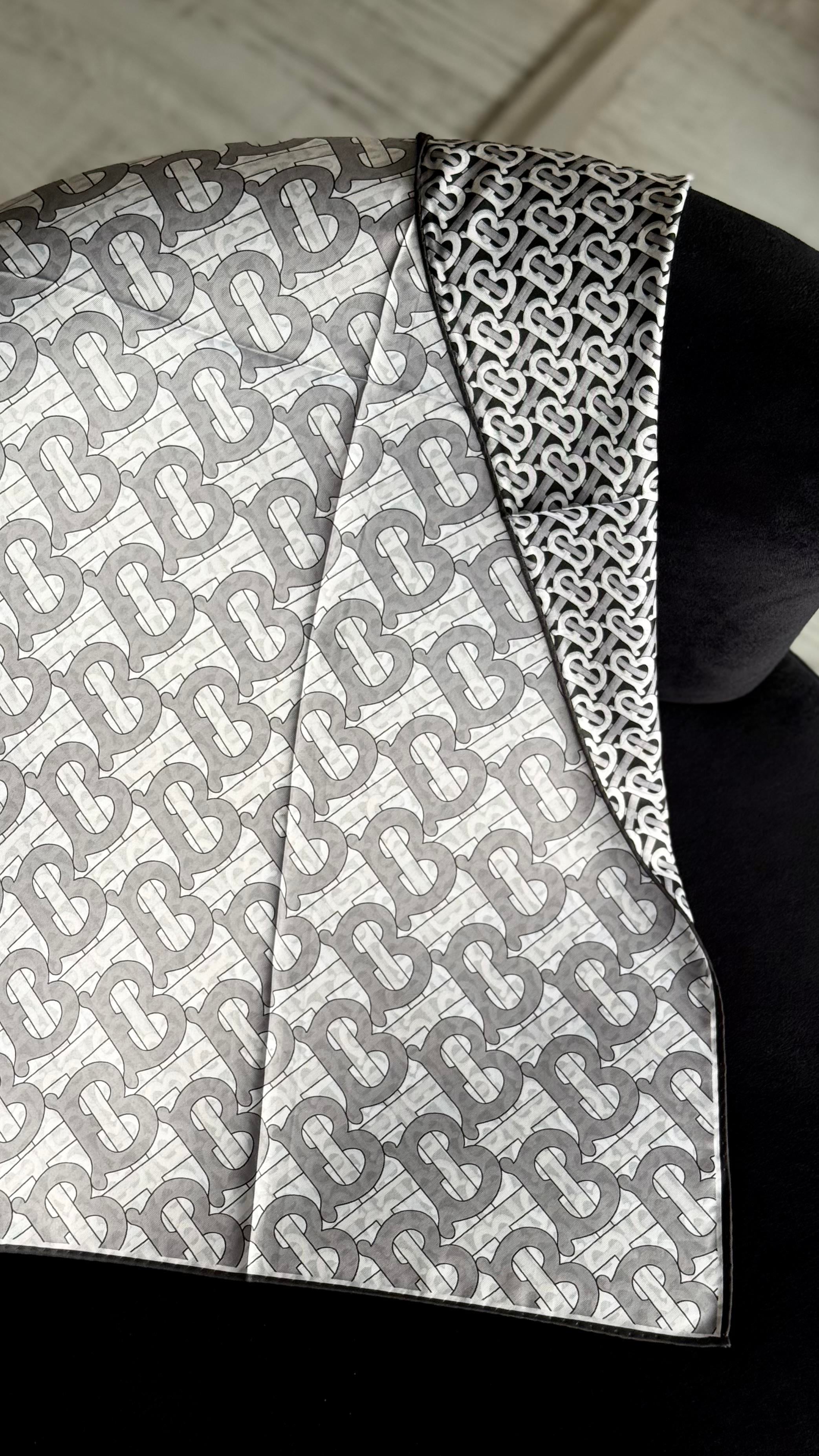 B DESEN SİYAH GRİ  / ÇİFT YÖNLÜ TWİL EŞARP