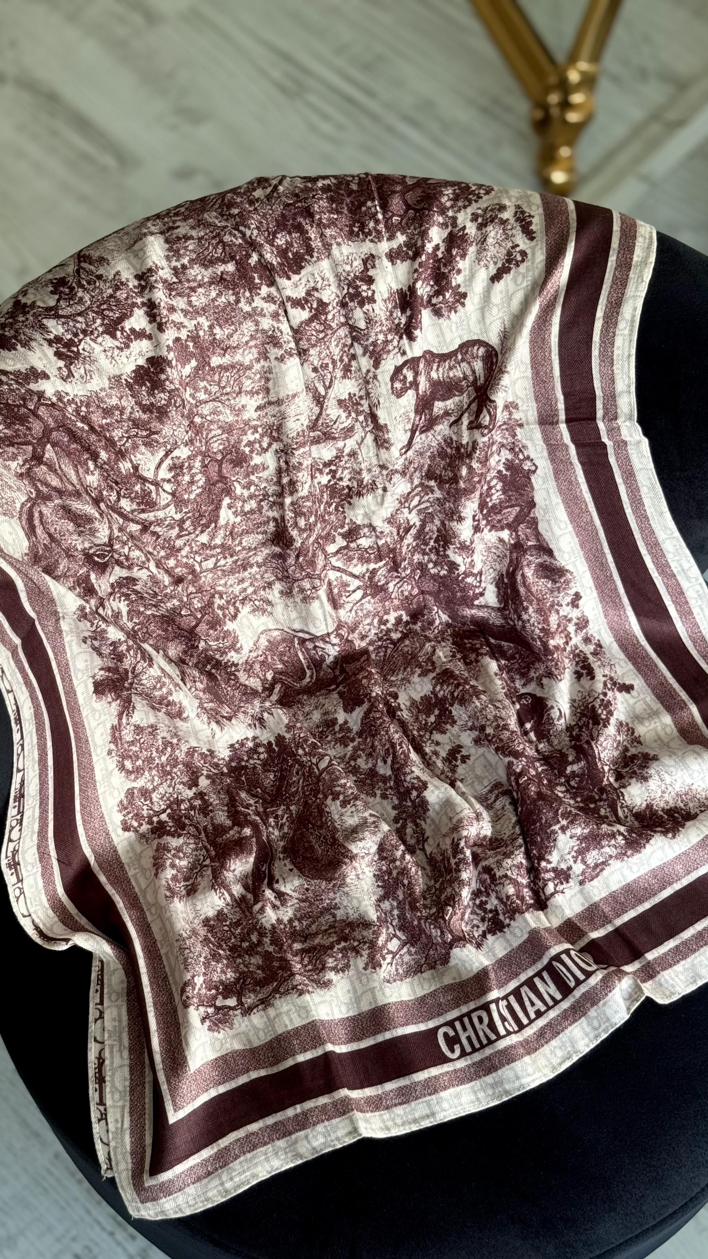 BORDO ÇİFT YÖNLÜ DESENLİ YÜN İPEK ŞAL