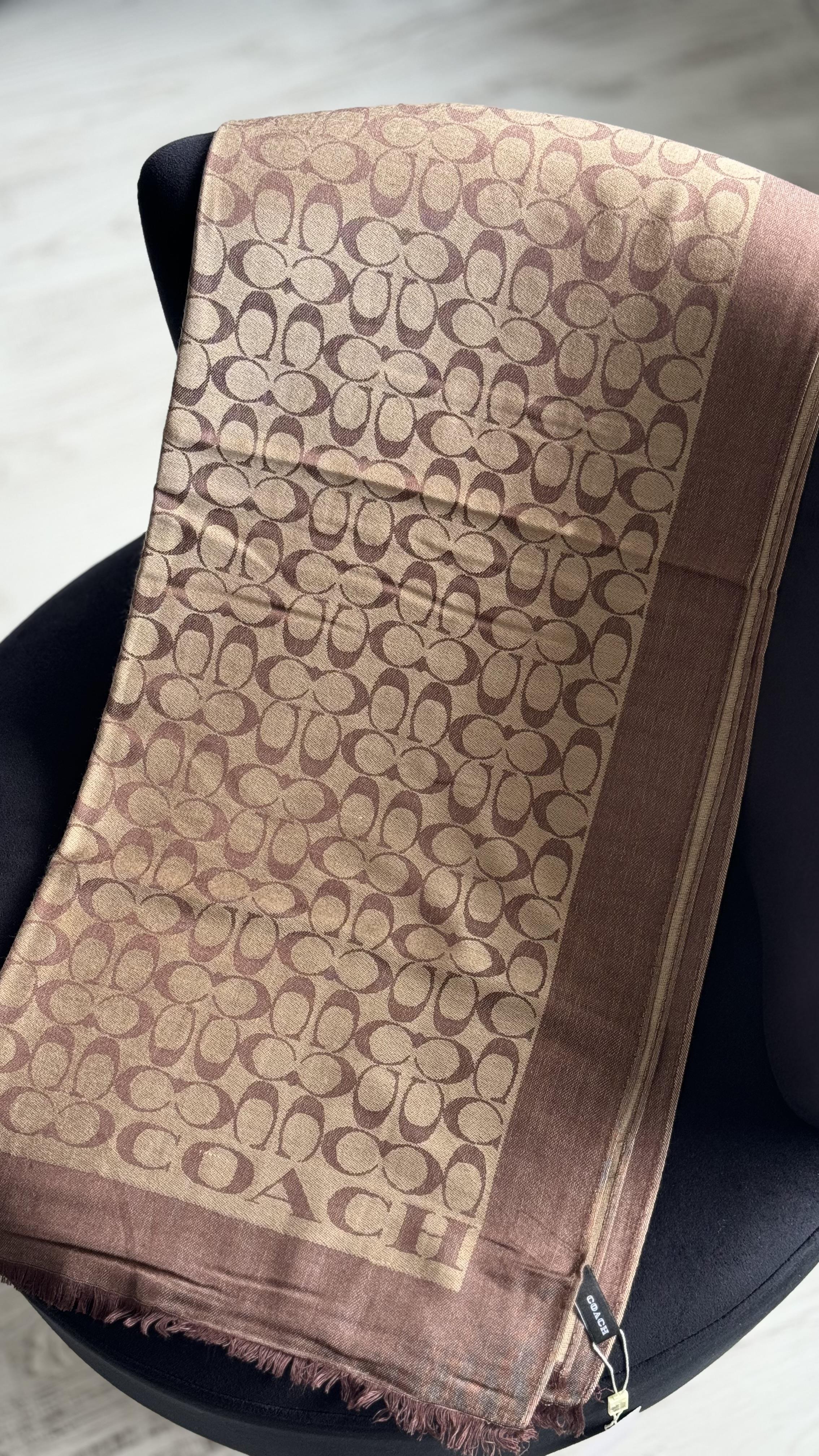 AÇIK KAHVE COACH KAŞMİR İPEK ŞAL