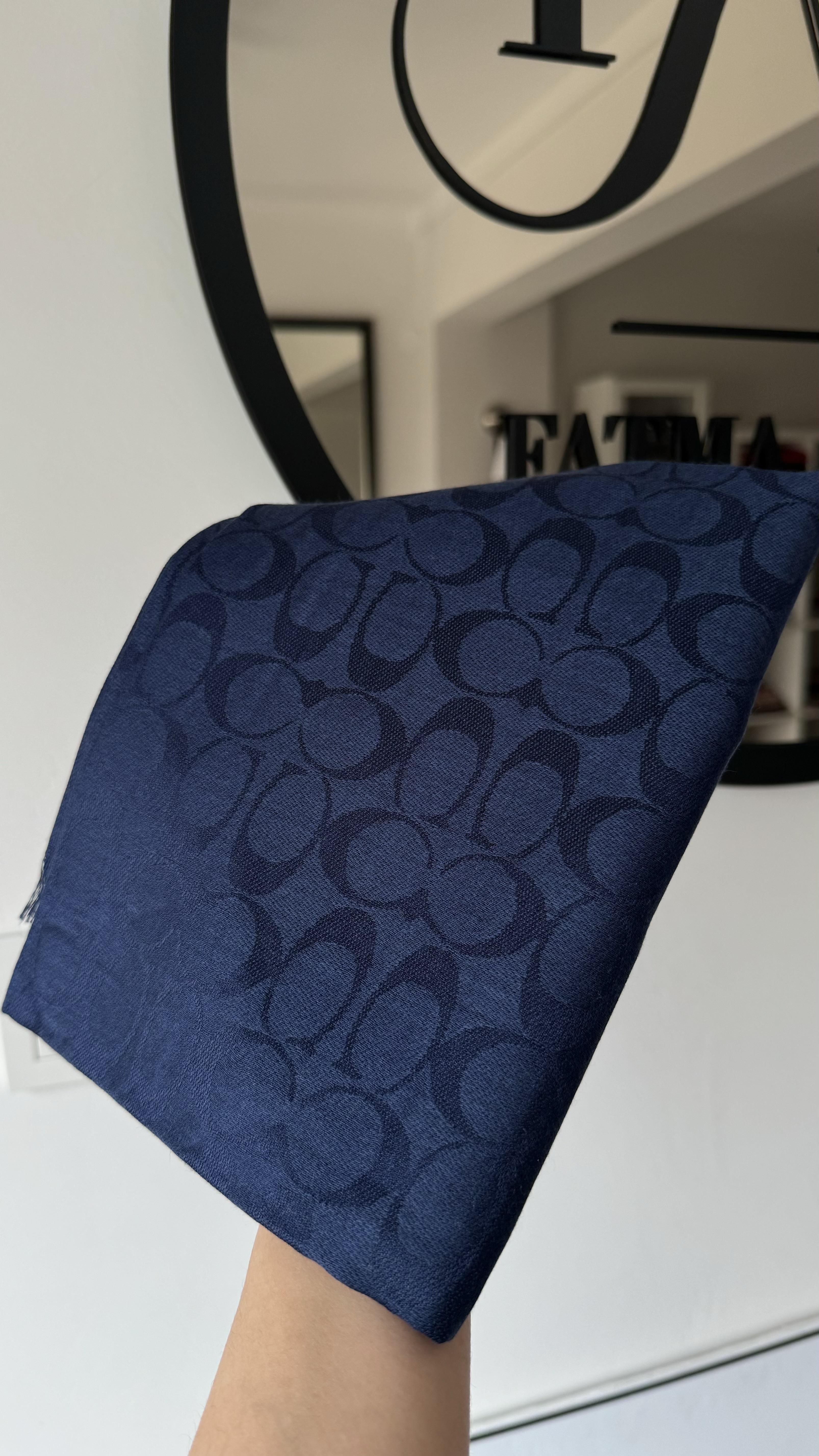 LACİVERT COACH KAŞMİR İPEK ŞAL