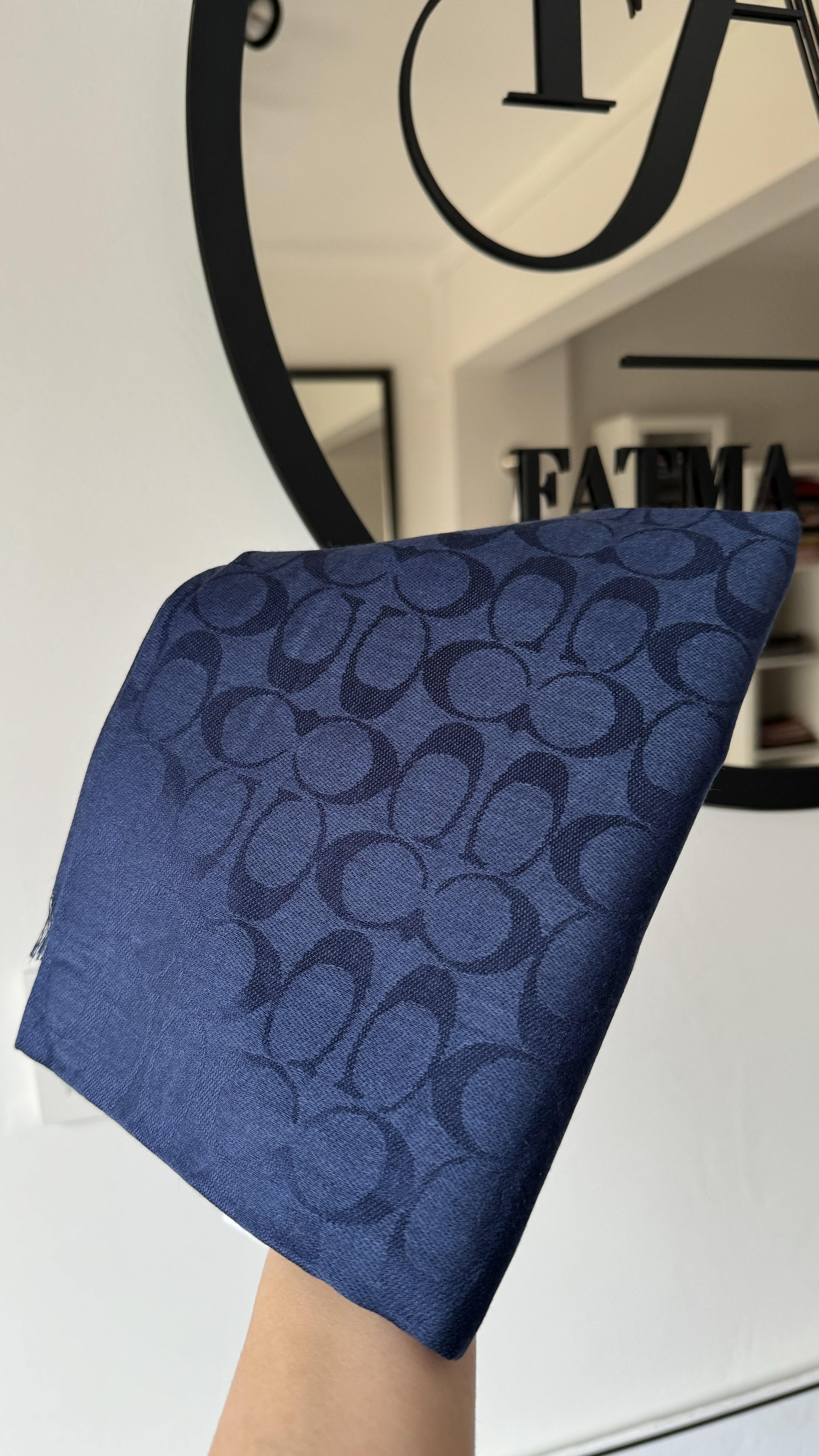 LACİVERT COACH KAŞMİR İPEK ŞAL