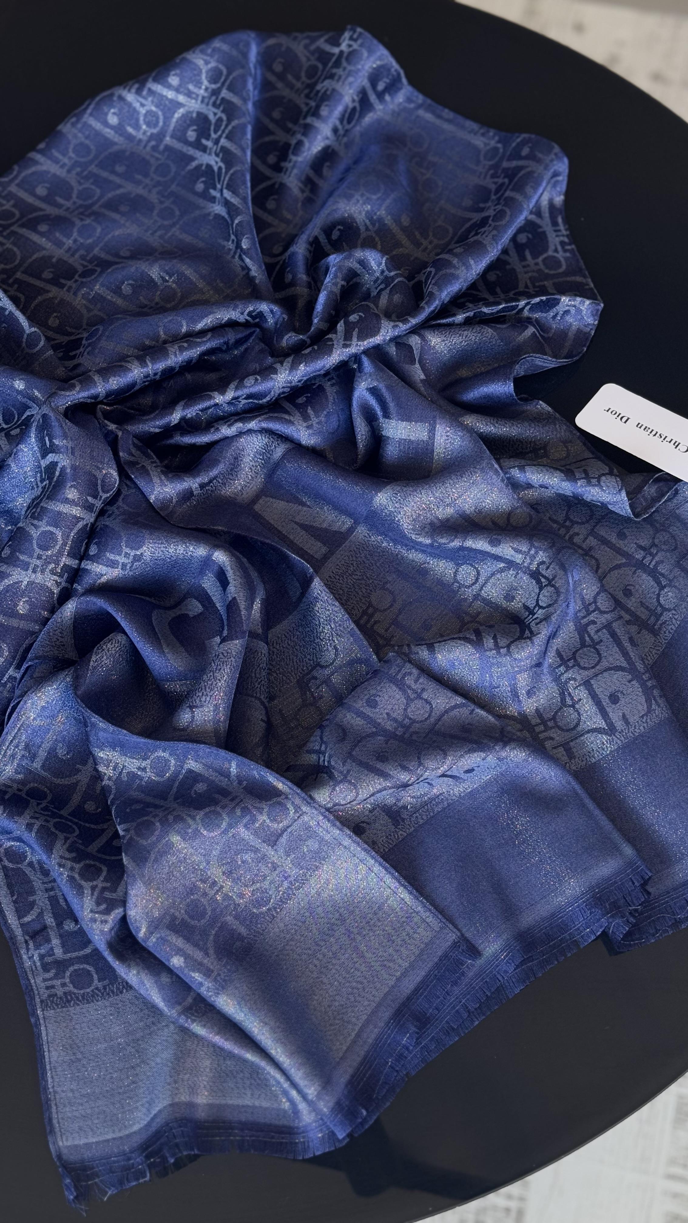 D LACIVERT SİMLİ İPEK ŞAL