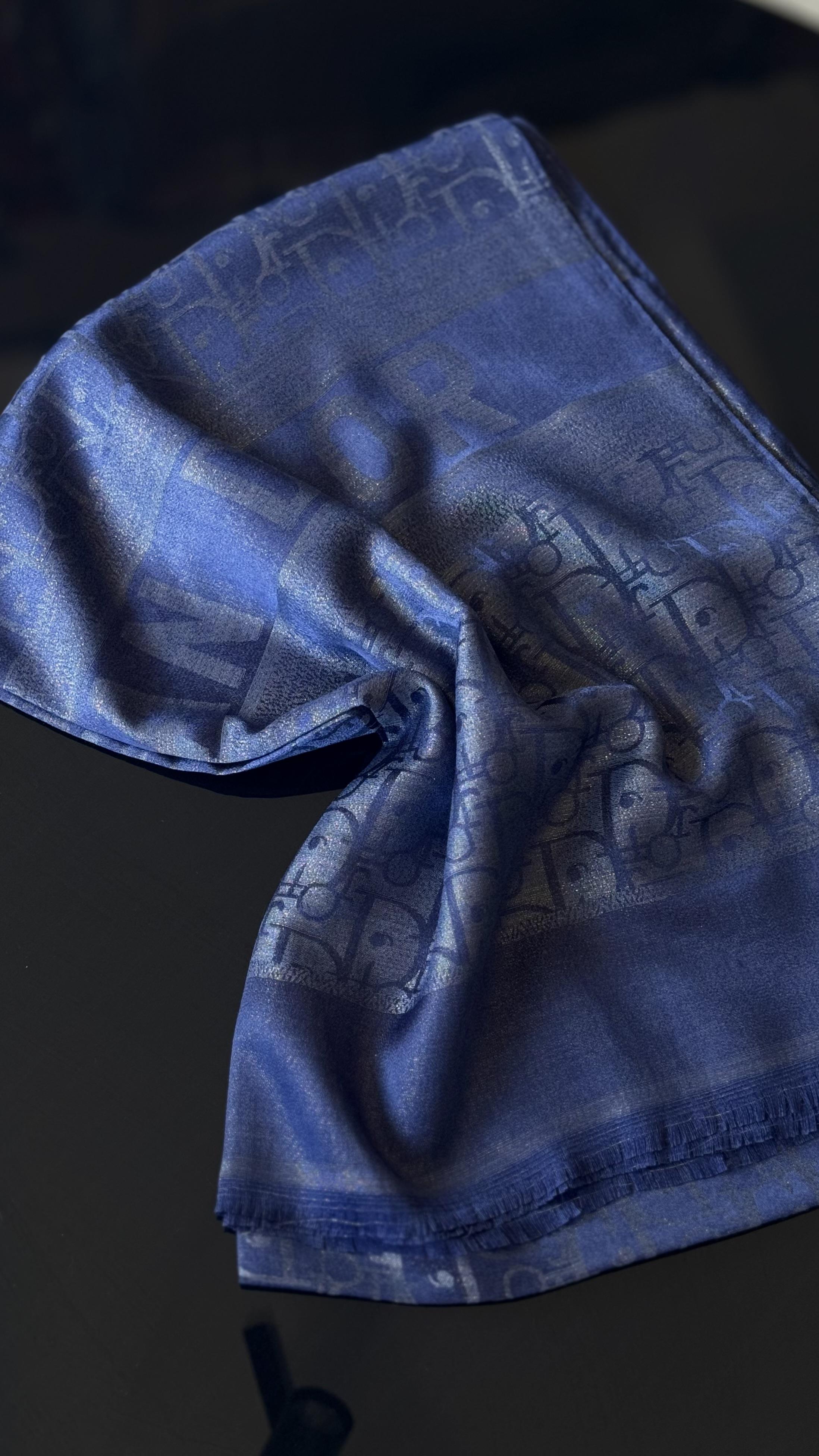 D LACIVERT SİMLİ İPEK ŞAL