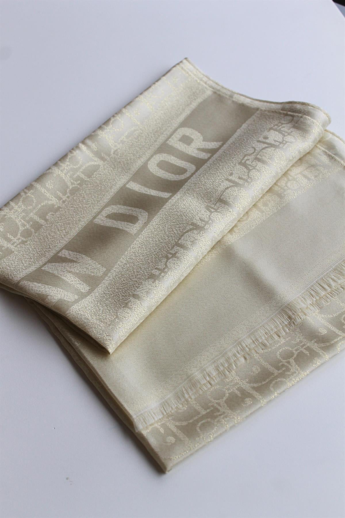 D KREM SİMLİ İPEK ŞAL