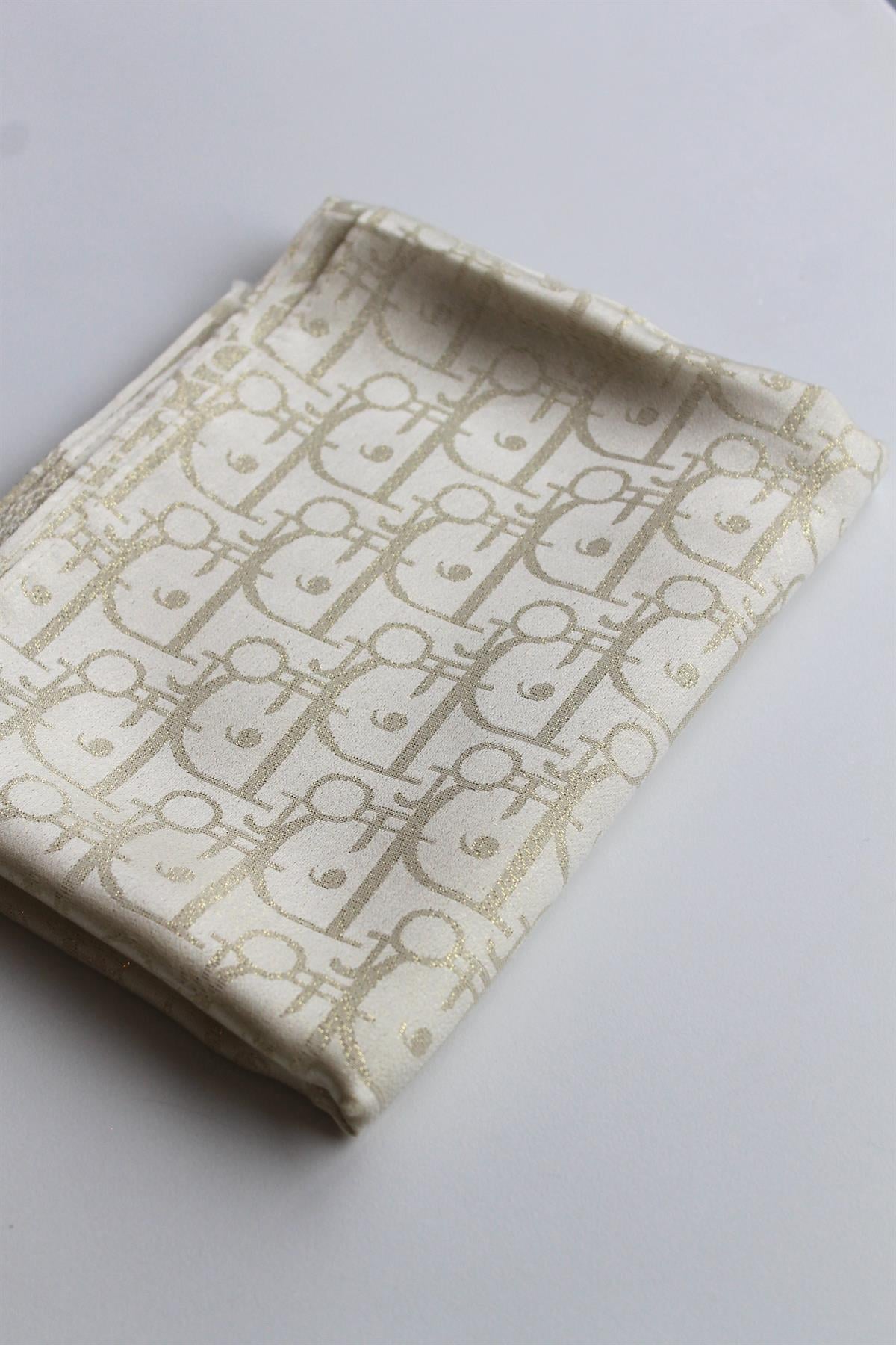 D KREM SİMLİ İPEK ŞAL