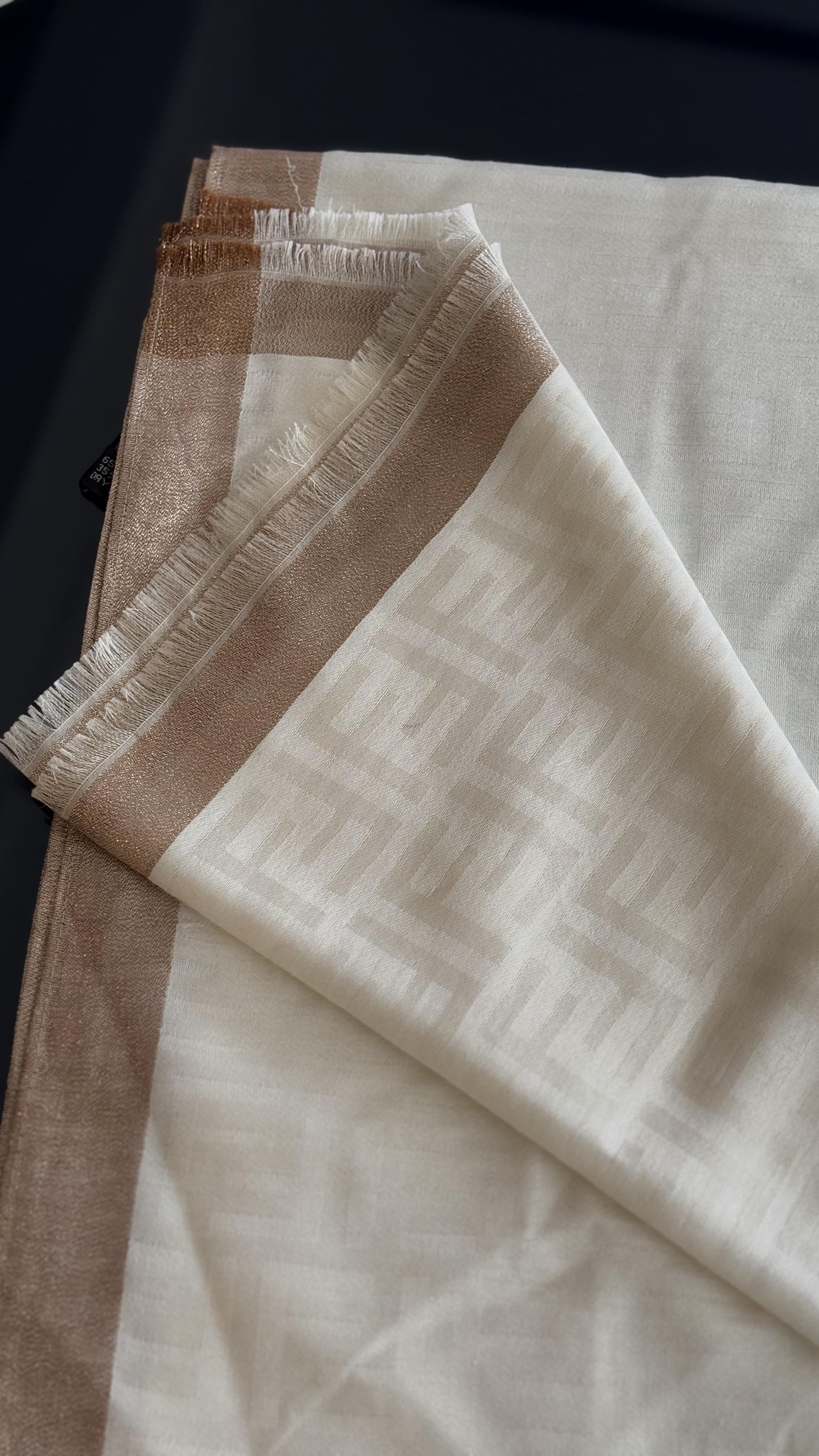 EKRU İNCE YÜN İPEK ŞAL