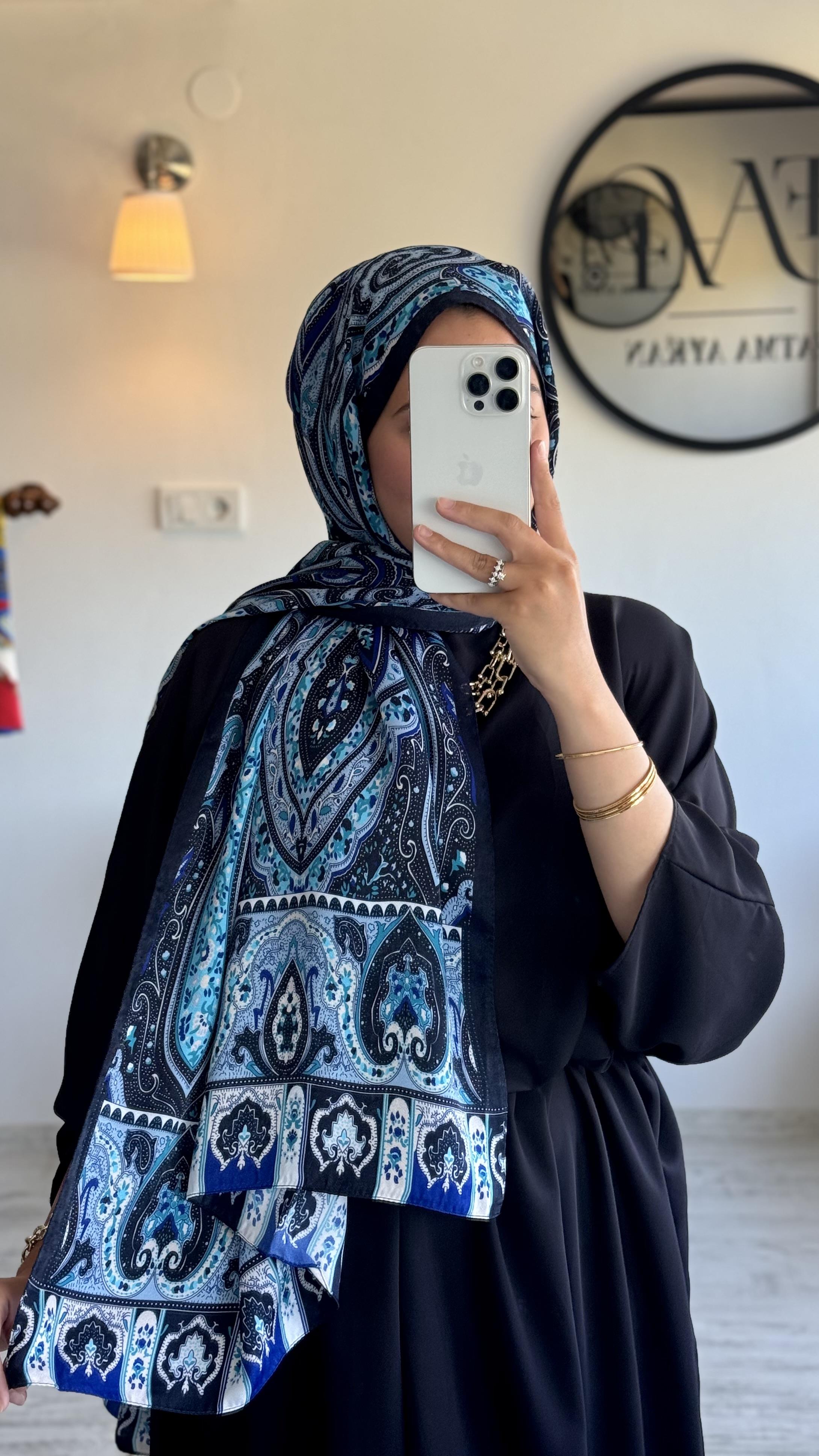 ETNİK İPEK PAMUK SAX MAVİ