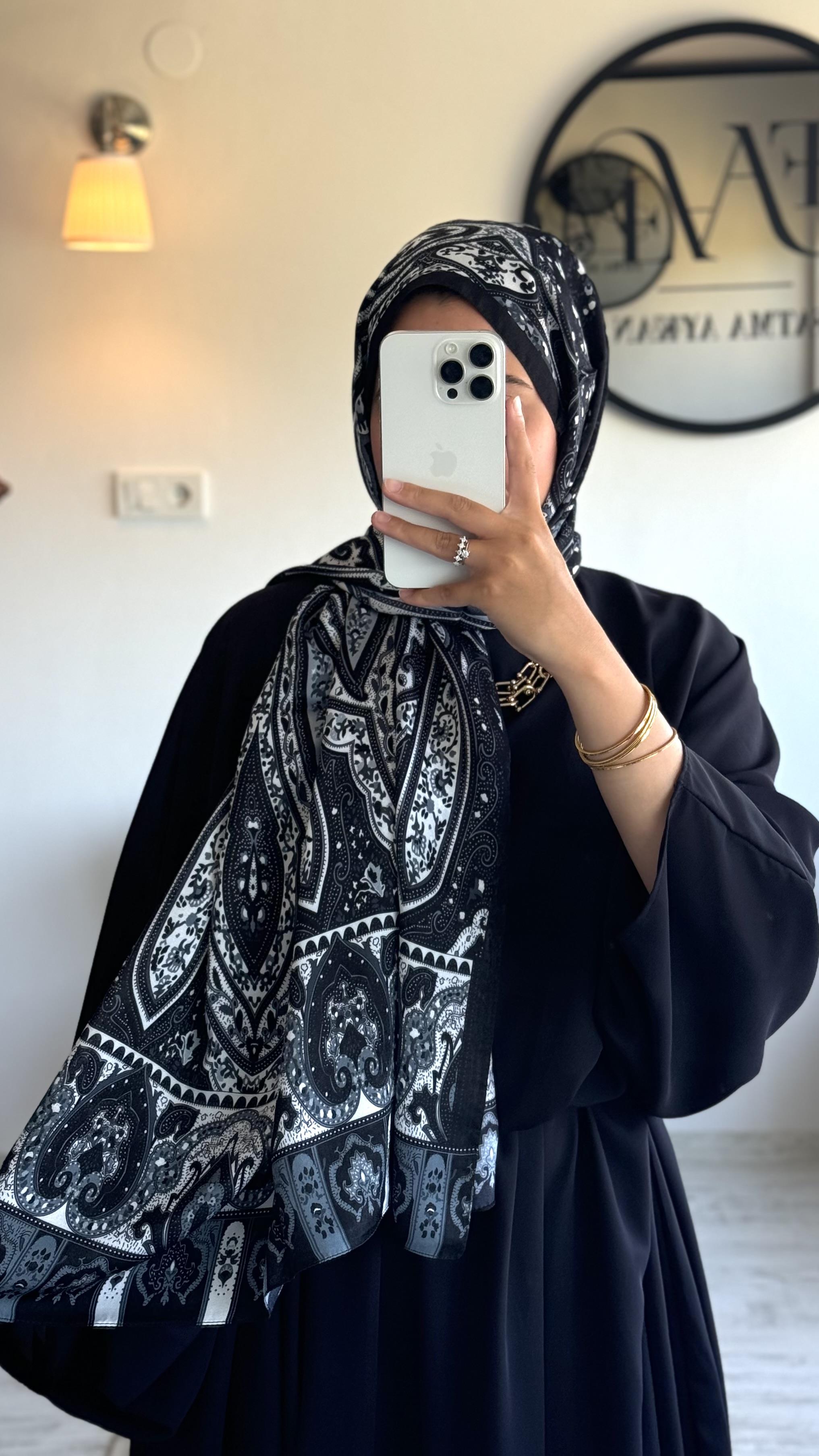 ETNİK İPEK PAMUK SİYAH / GRİ