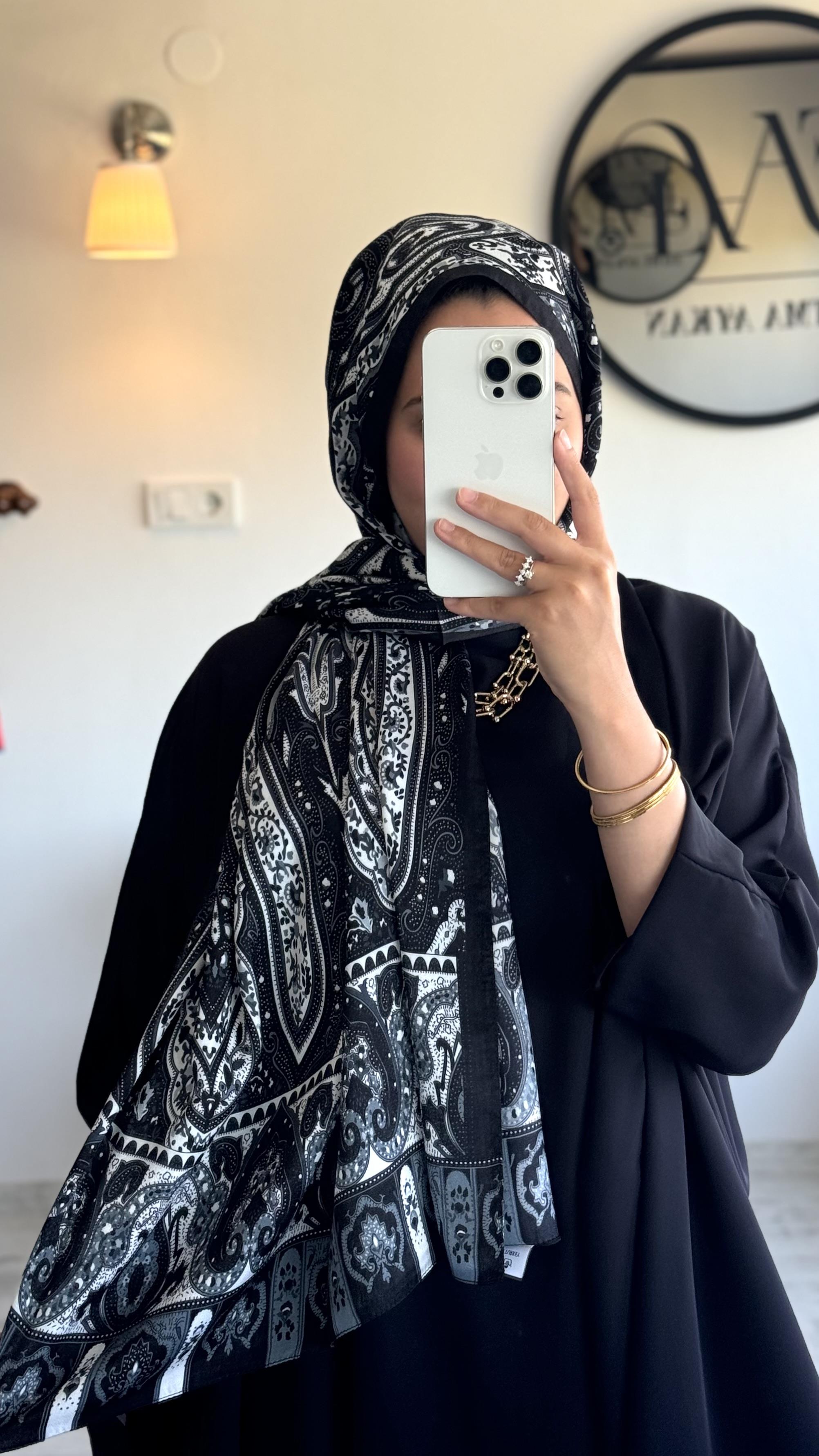 ETNİK İPEK PAMUK SİYAH / GRİ