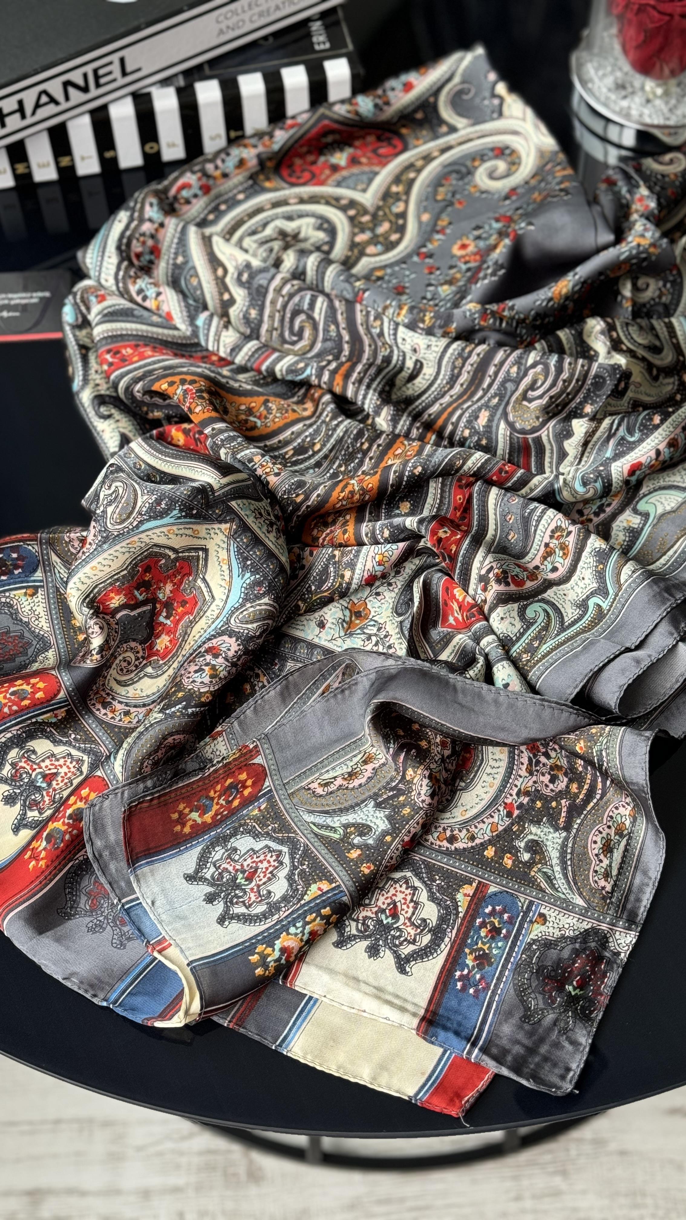 ETRO DESEN GRİ ÇOK RENKLİ ŞAL 