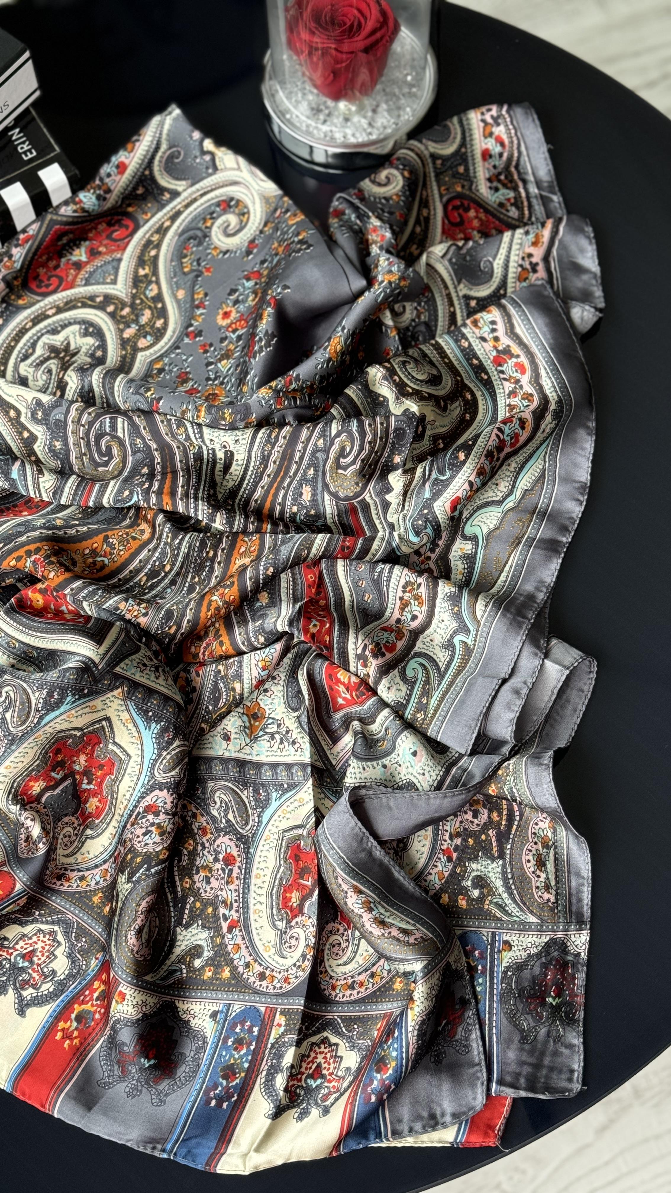 ETRO DESEN GRİ ÇOK RENKLİ ŞAL 