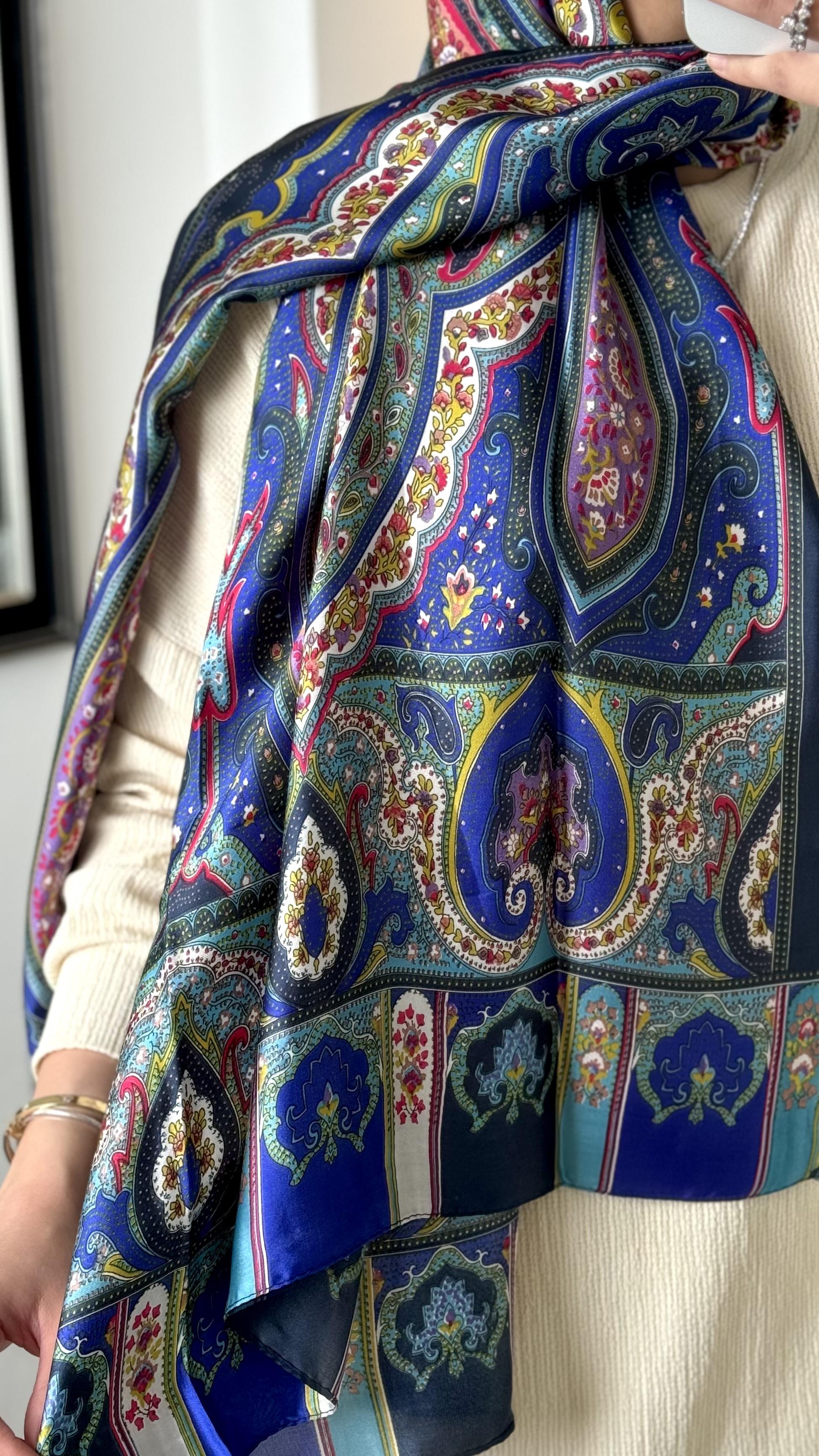 ETRO DESEN LACİVERT ŞAL 