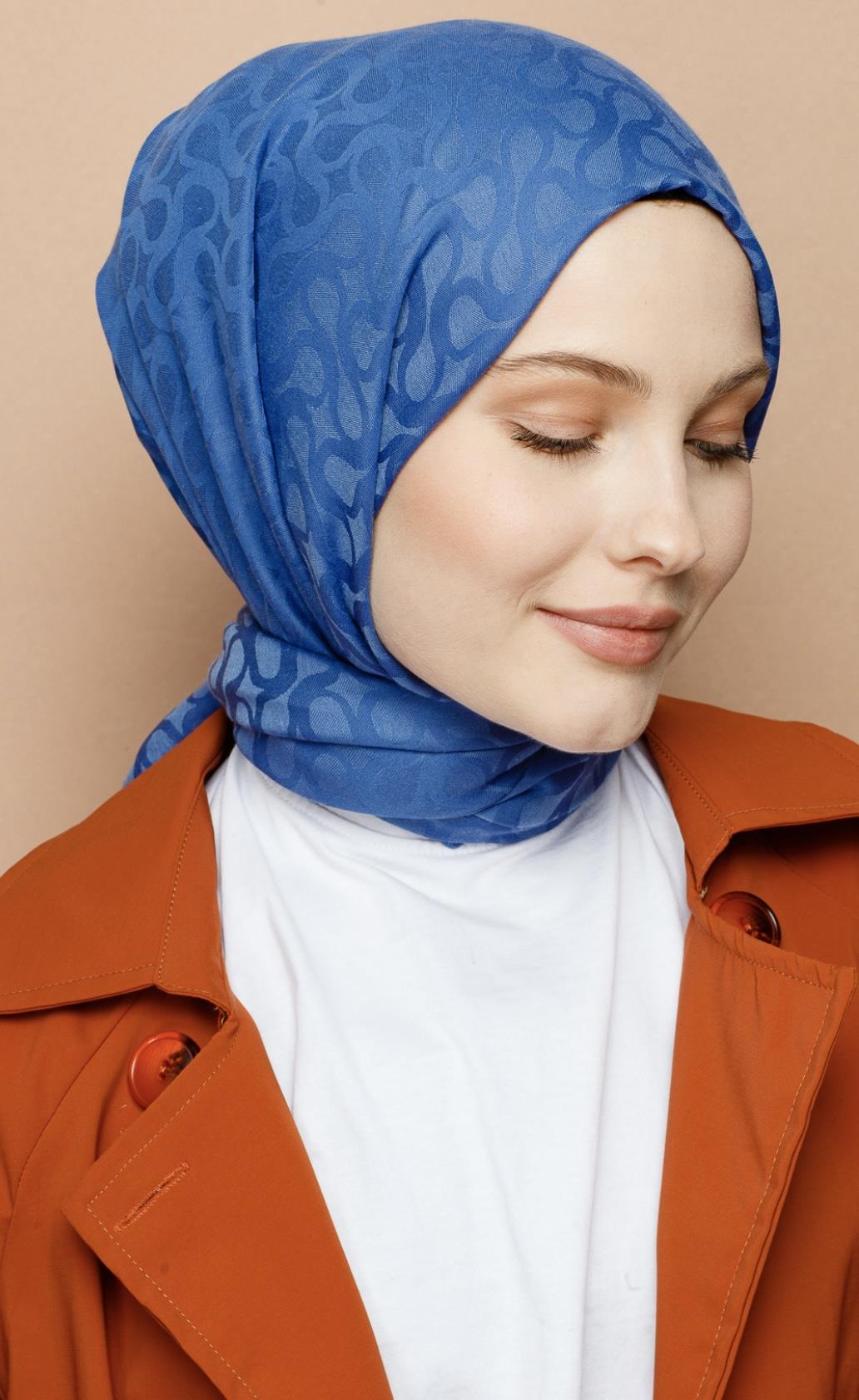 İNDİGO MAVİ / BLOOM DESEN ŞAL 