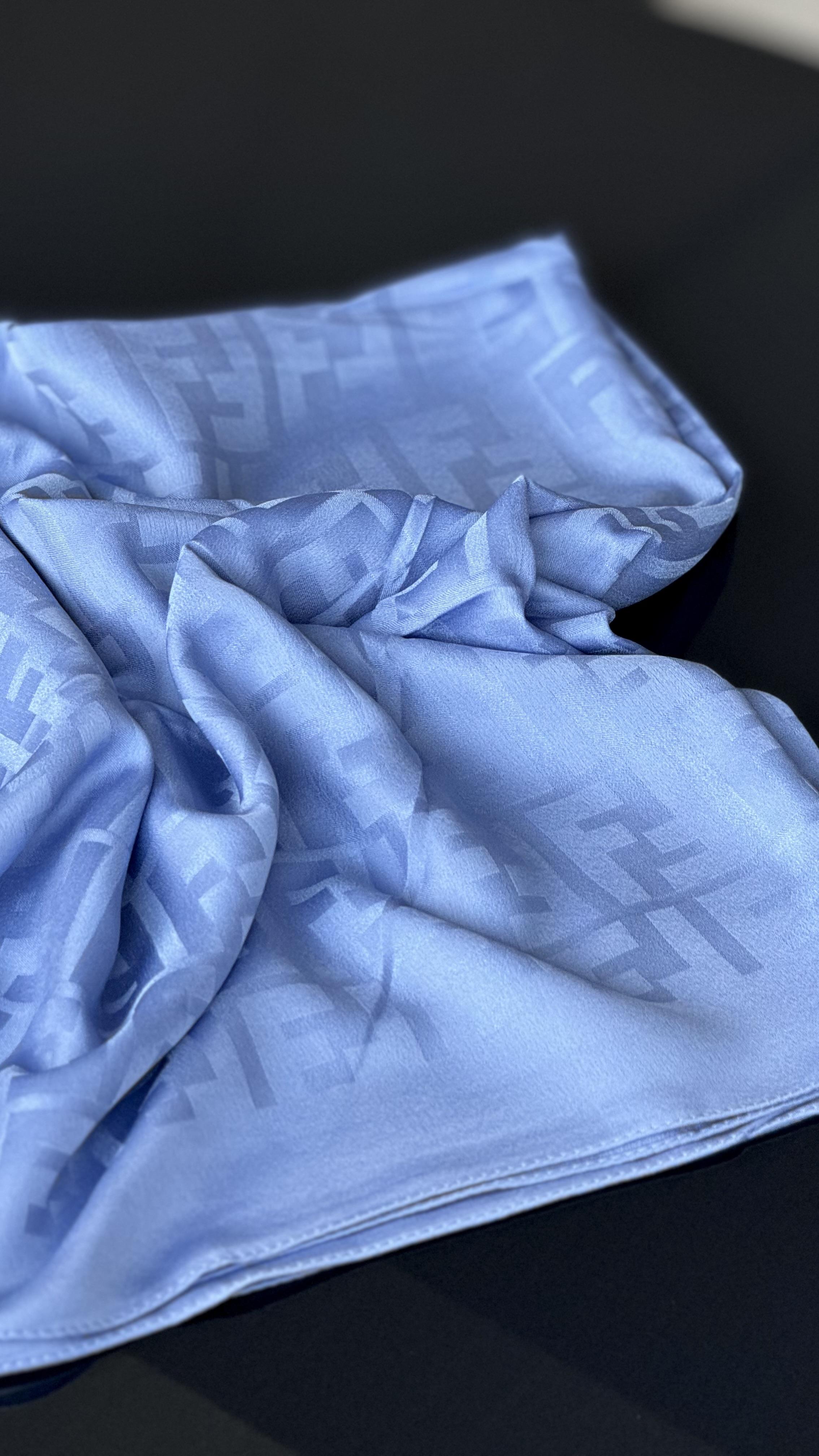 İNDİGO MAVİ İPEK PAMUK EŞARP 