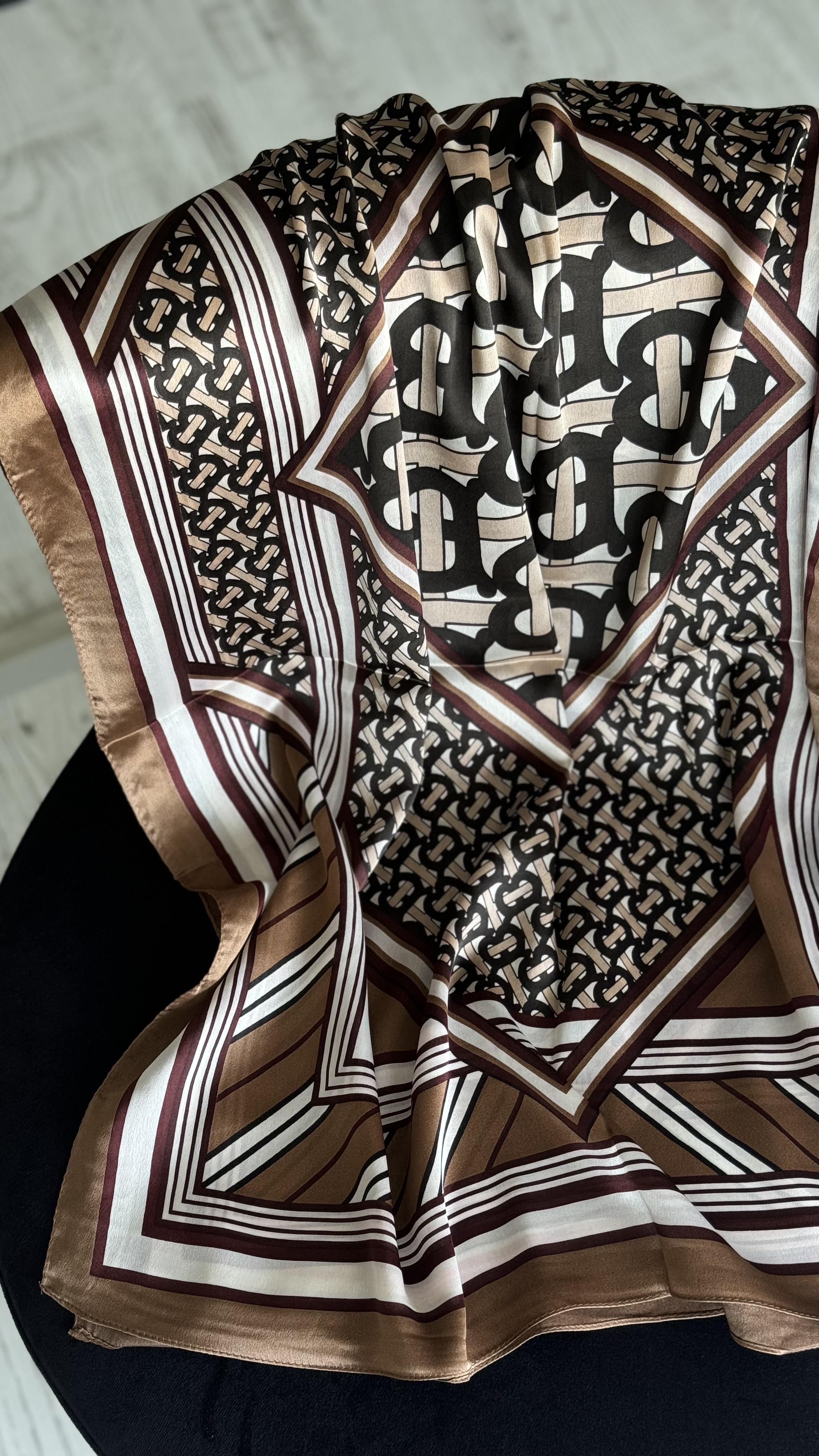 KAHVERENGİ VUAL İPEK ŞAL