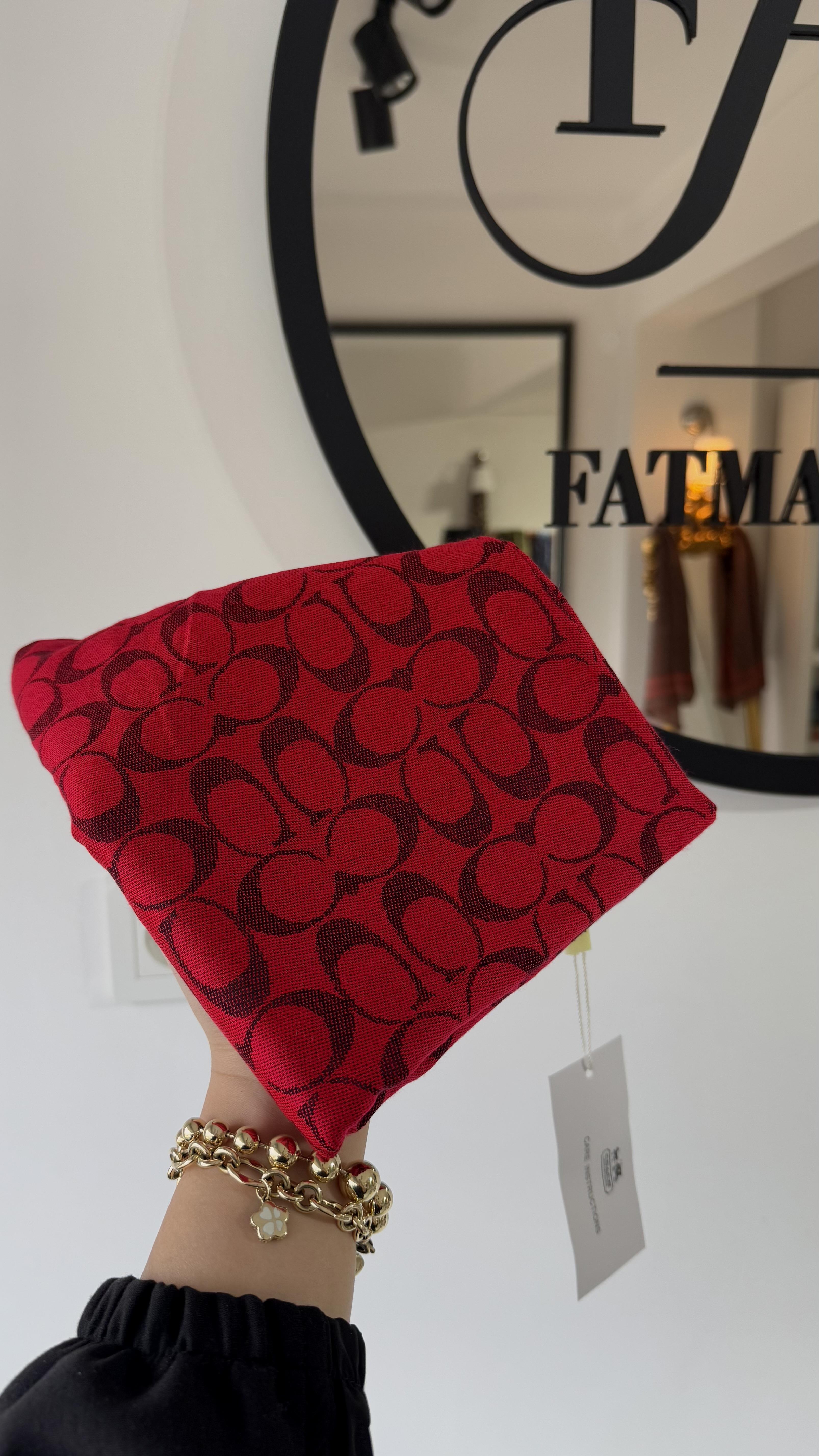 KIRMIZI COACH KAŞMİR İPEK ŞAL