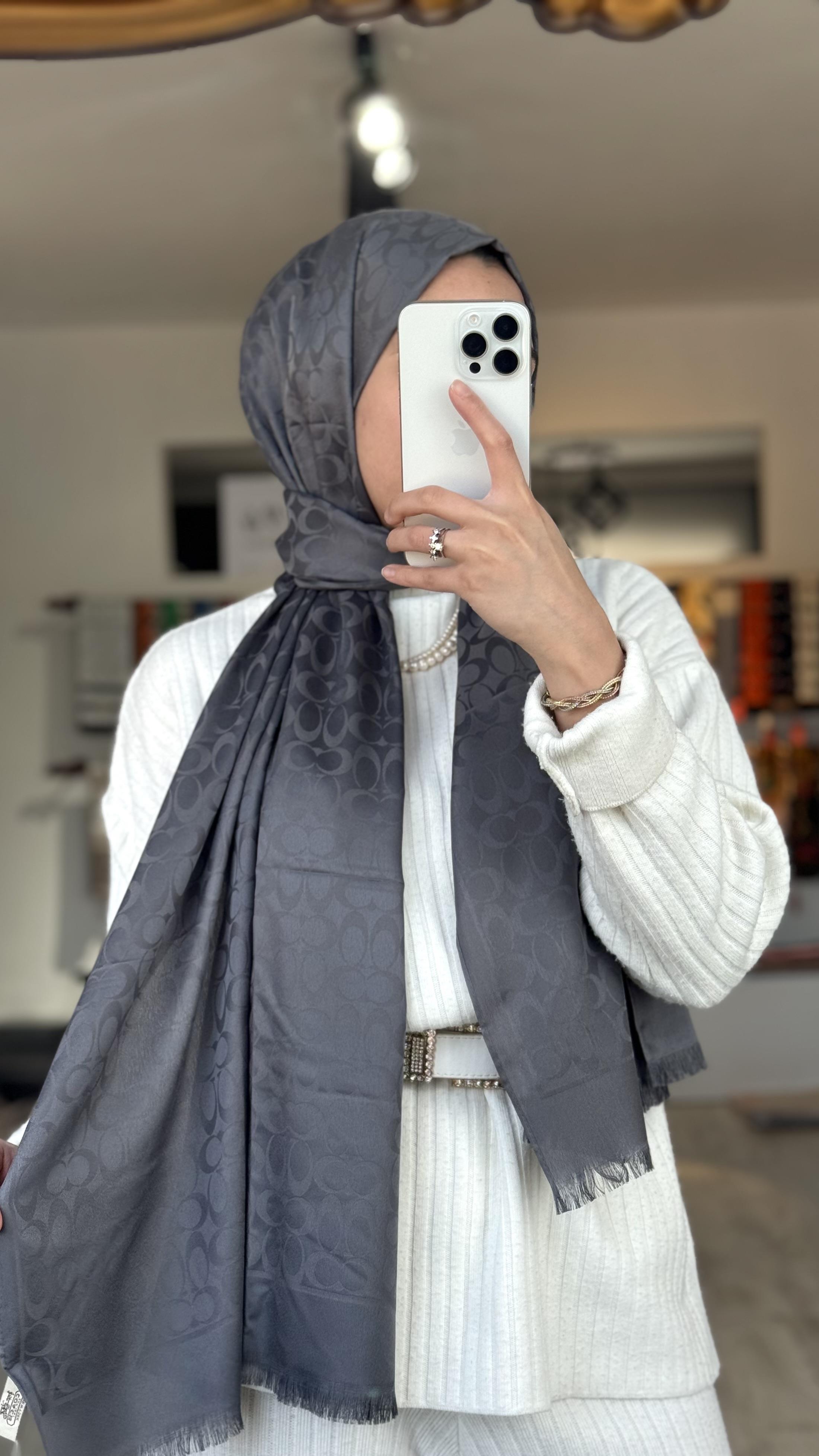 KOYU GRİ İPEK PAMUK ŞAL