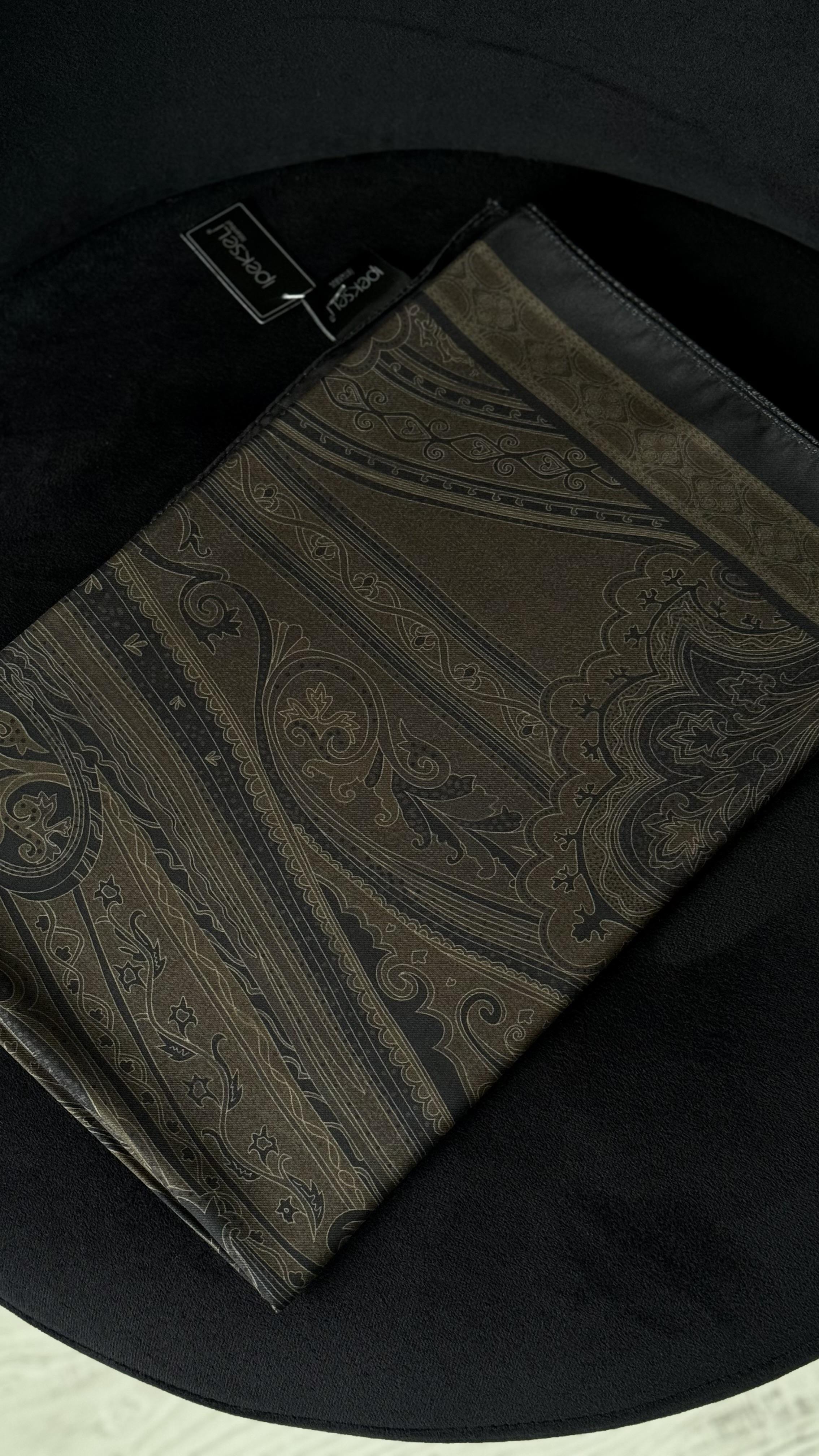 KOYU HAKİ ETNİK DESEN PAMUK ŞAL