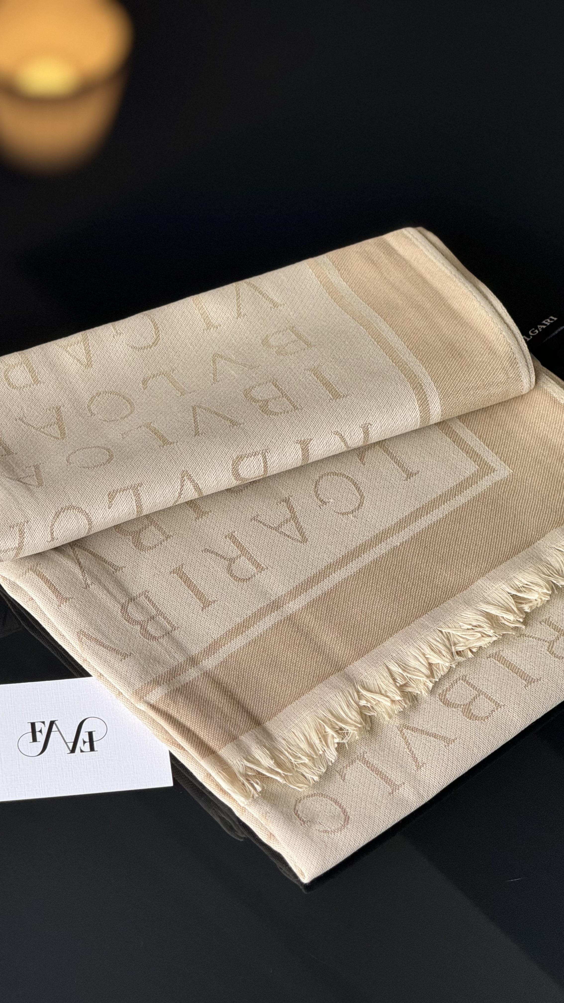 KOYU KREM ÇİFT YÖNLÜ KAŞMİR / YÜN ŞAL