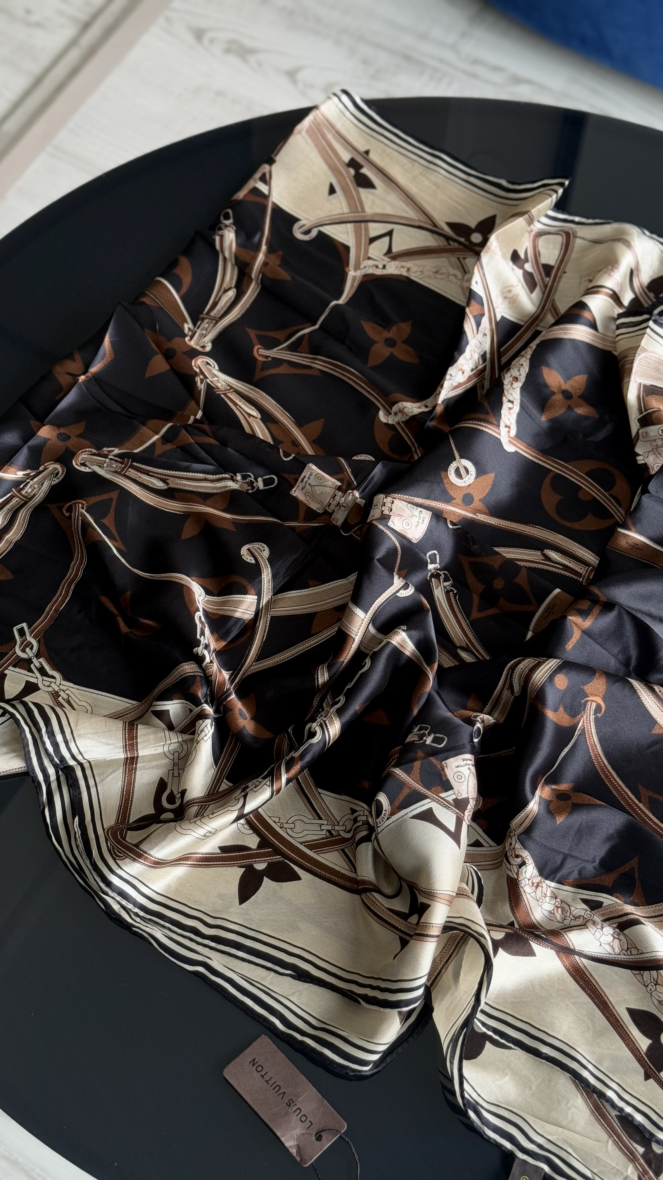 KREM / SİYAH VUAL İPEK ŞAL