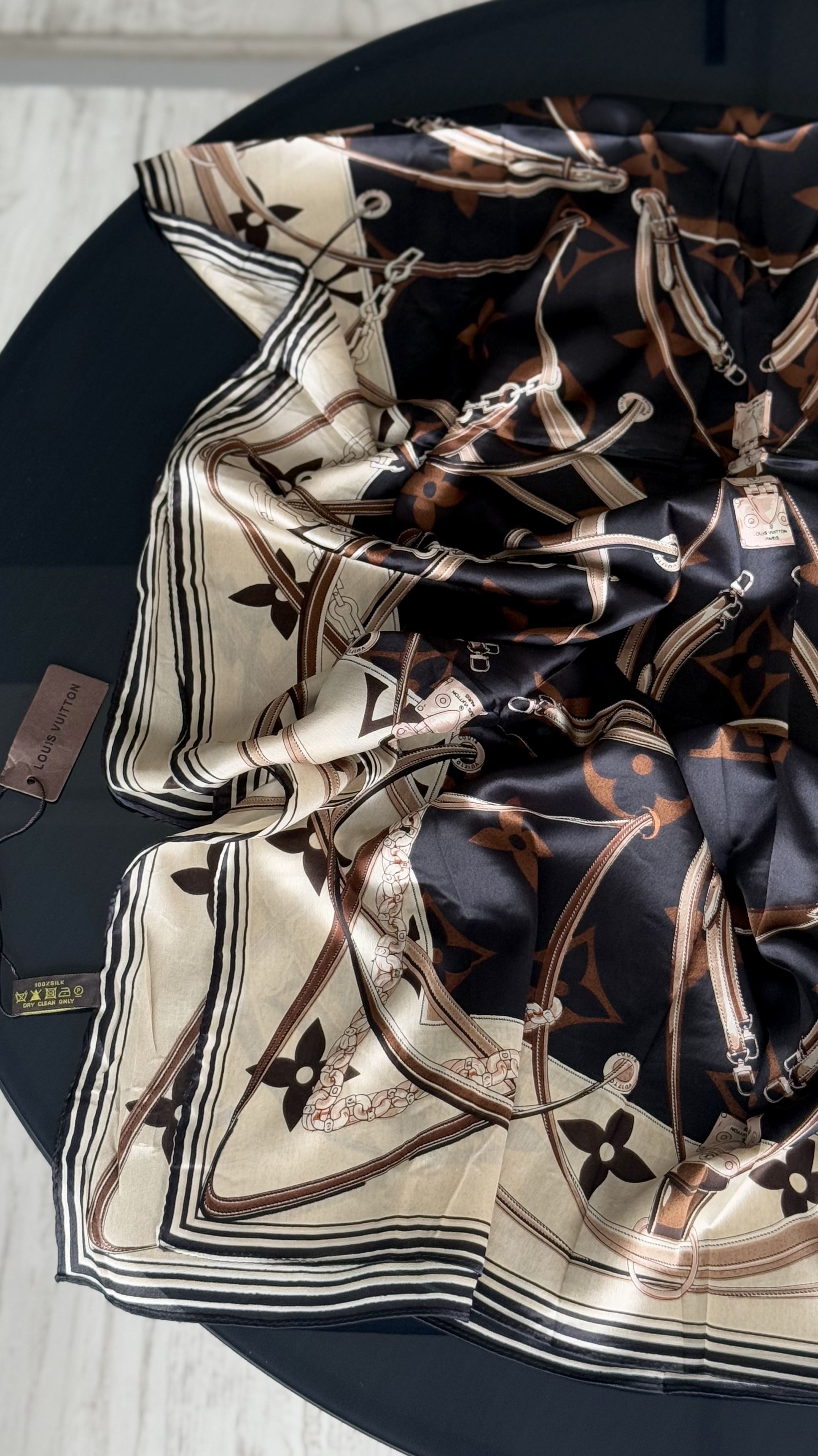 KREM / SİYAH VUAL İPEK ŞAL