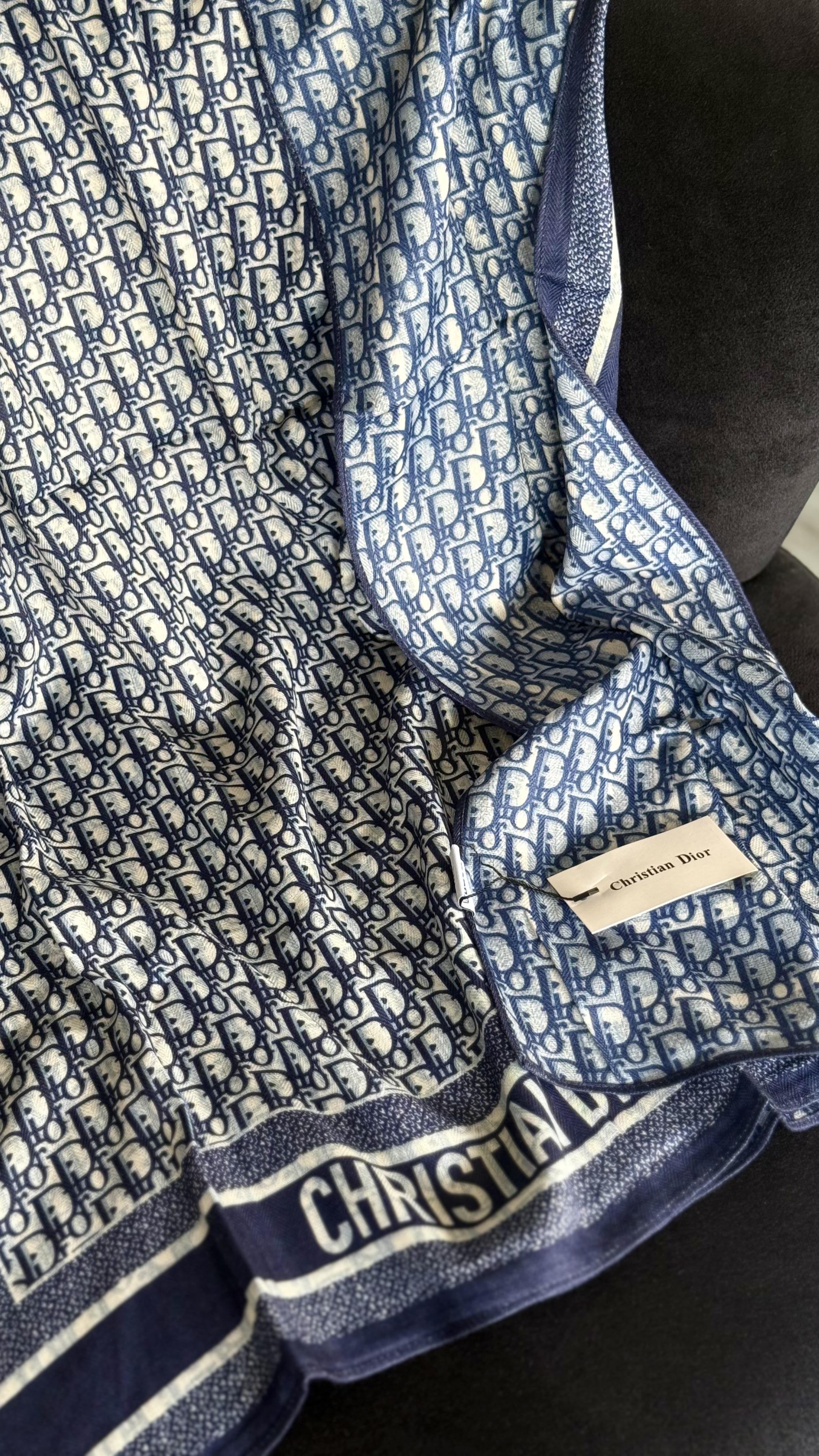 LACİVERT ÇİFT YÖNLÜ YÜN İPEK ŞAL