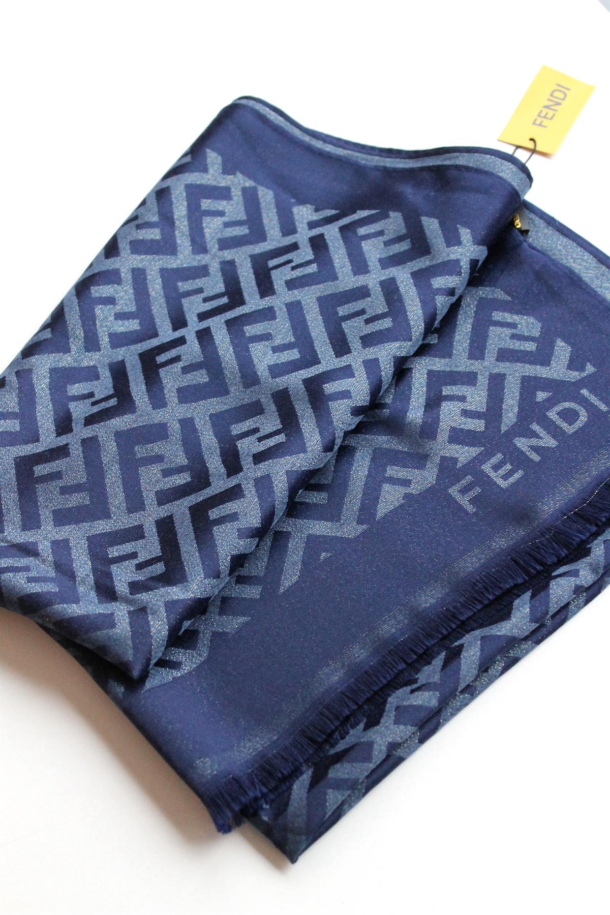 LACİVERT / SİMLİ İPEK ŞAL