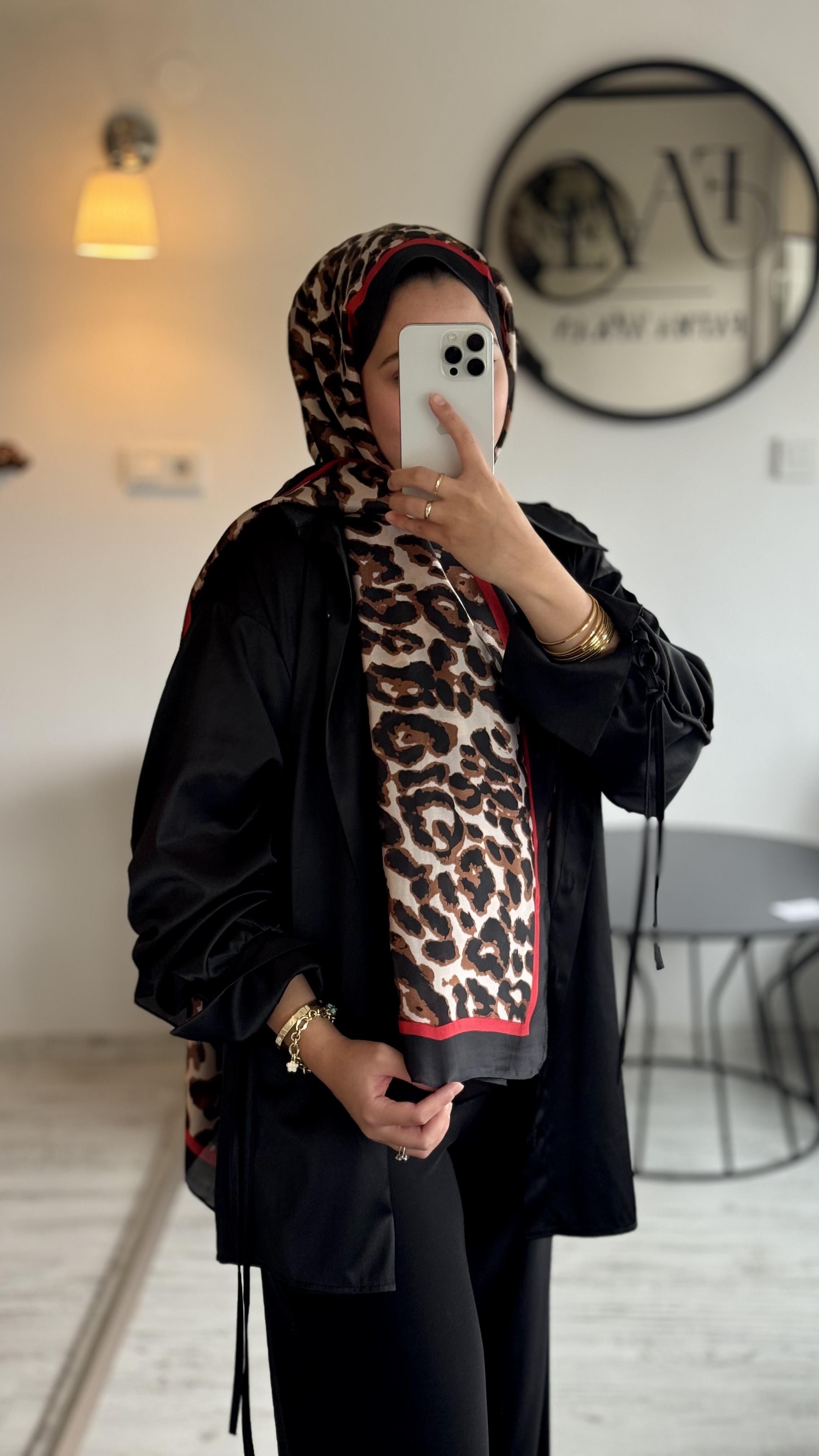 LEOPAR İPEK SATEN ŞAL
