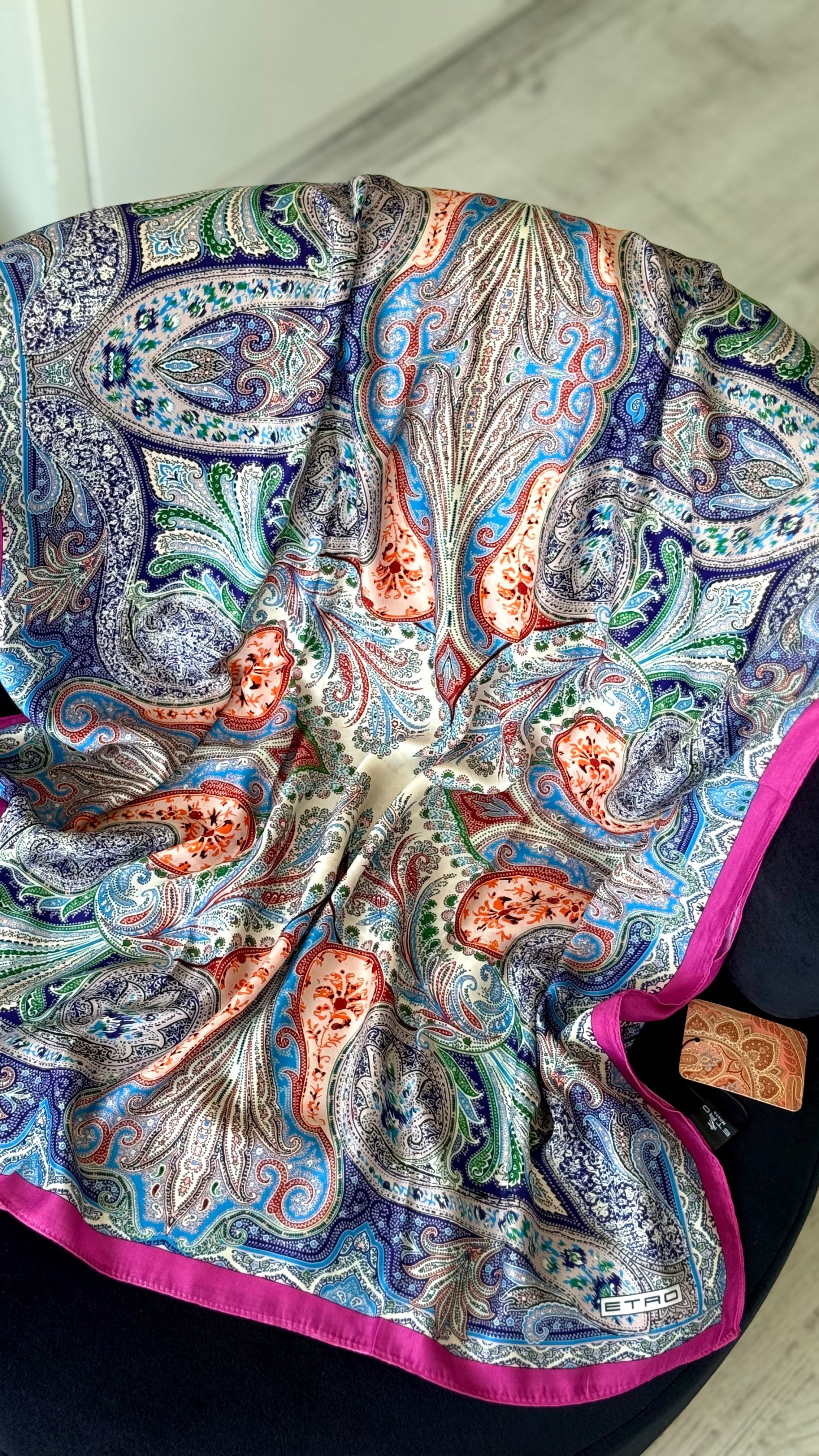NEW / ETNİK DESEN VUAL İPEK ŞAL PEMBE GEÇİŞLİ