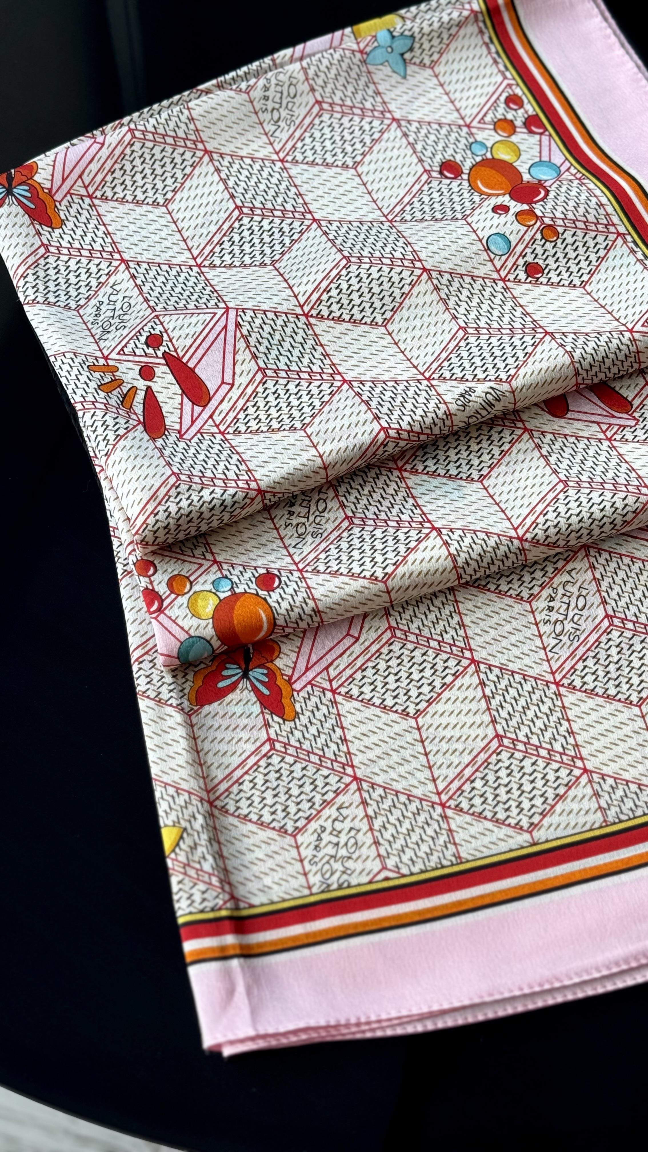 PEMBE GEÇİŞLİ RENKLİ VUAL İPEK ŞAL 