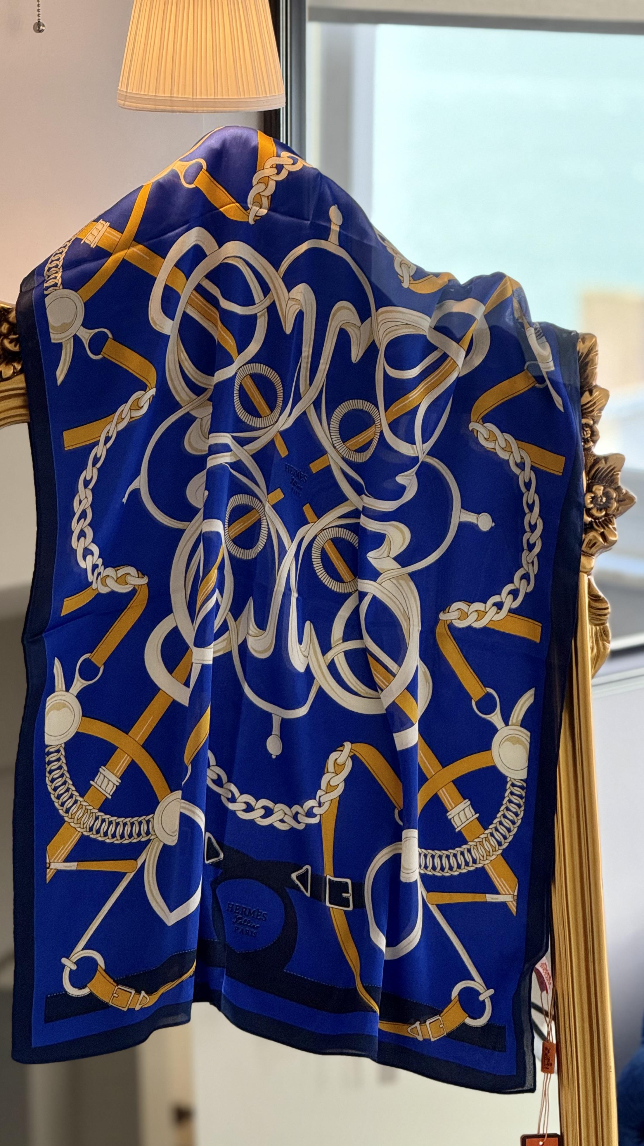 SAKS MAVİ ZİNCİR DESEN VUAL ŞAL