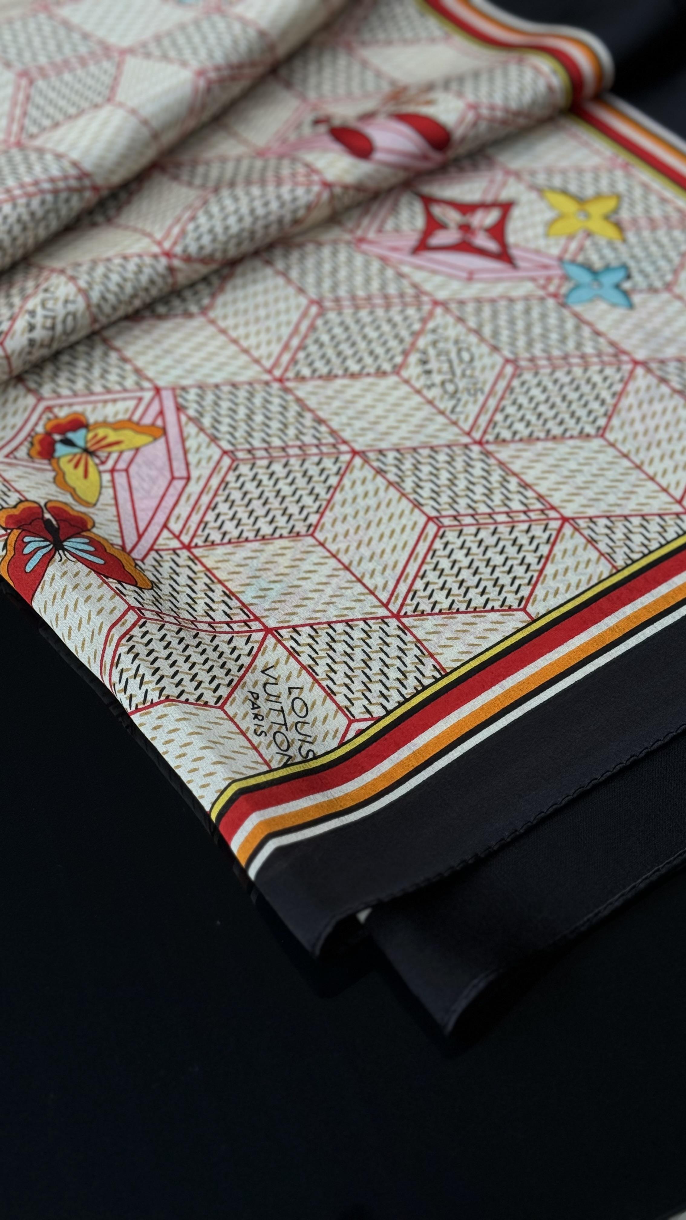 SİYAH GEÇİŞLİ RENKLİ VUAL İPEK ŞAL 