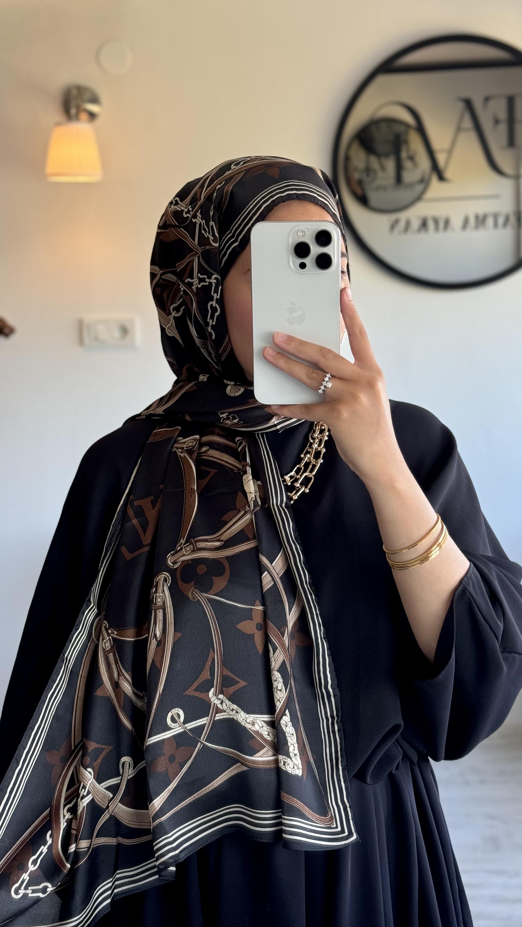 SİYAH / KAHVE VUAL İPEK ŞAL